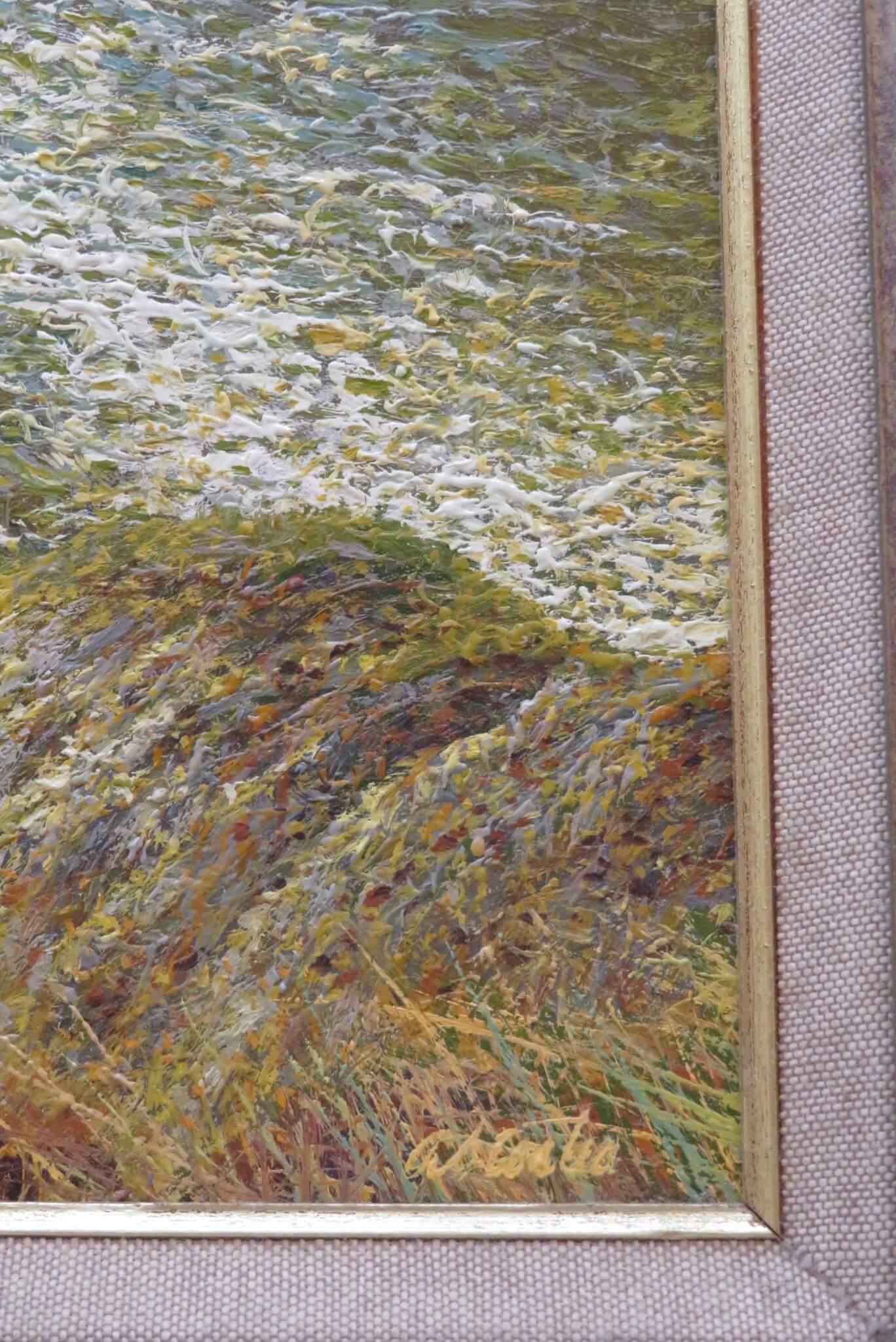 SUPERBO REALISMO INGLESE DEL XX SECOLO PITTURA A OLIO La costa dello Yorkshire in vendita 2