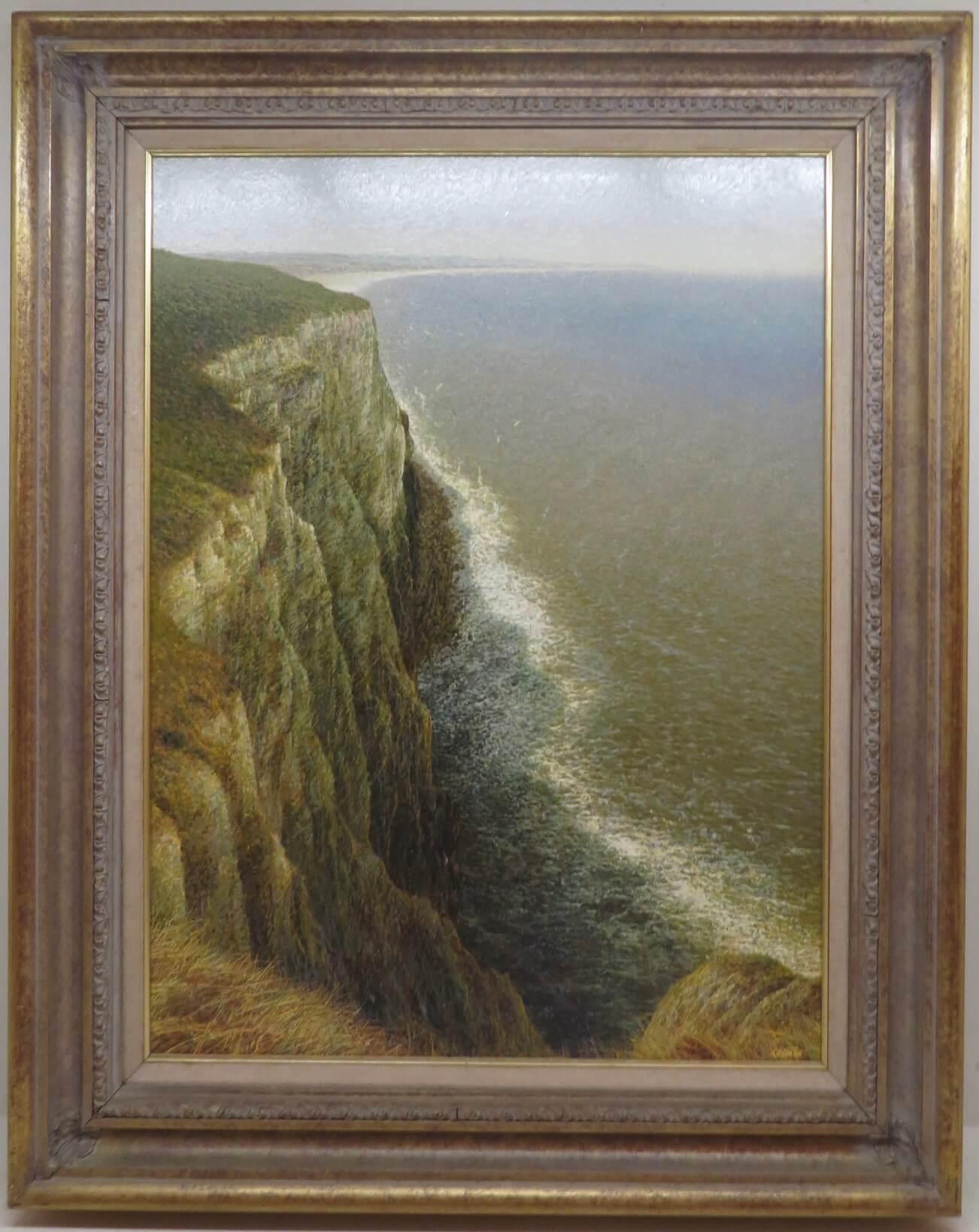 SUPERBO REALISMO INGLESE DEL XX SECOLO PITTURA A OLIO La costa dello Yorkshire - Painting di Andrew Coates