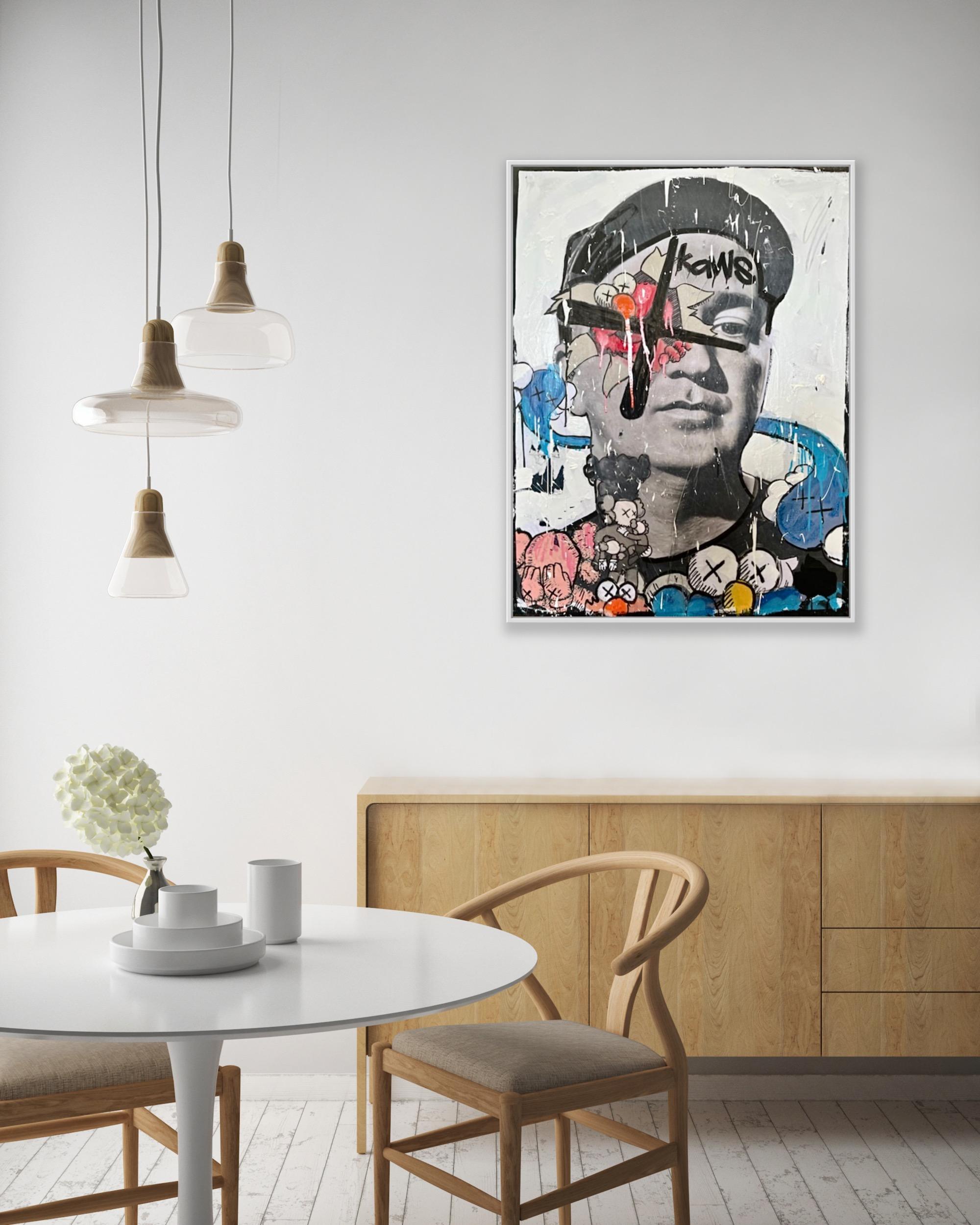 Rebelle avec KAWS - Pop Art Painting par Andrew Cotton