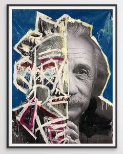 "The Einstein", mixed media split portrait series