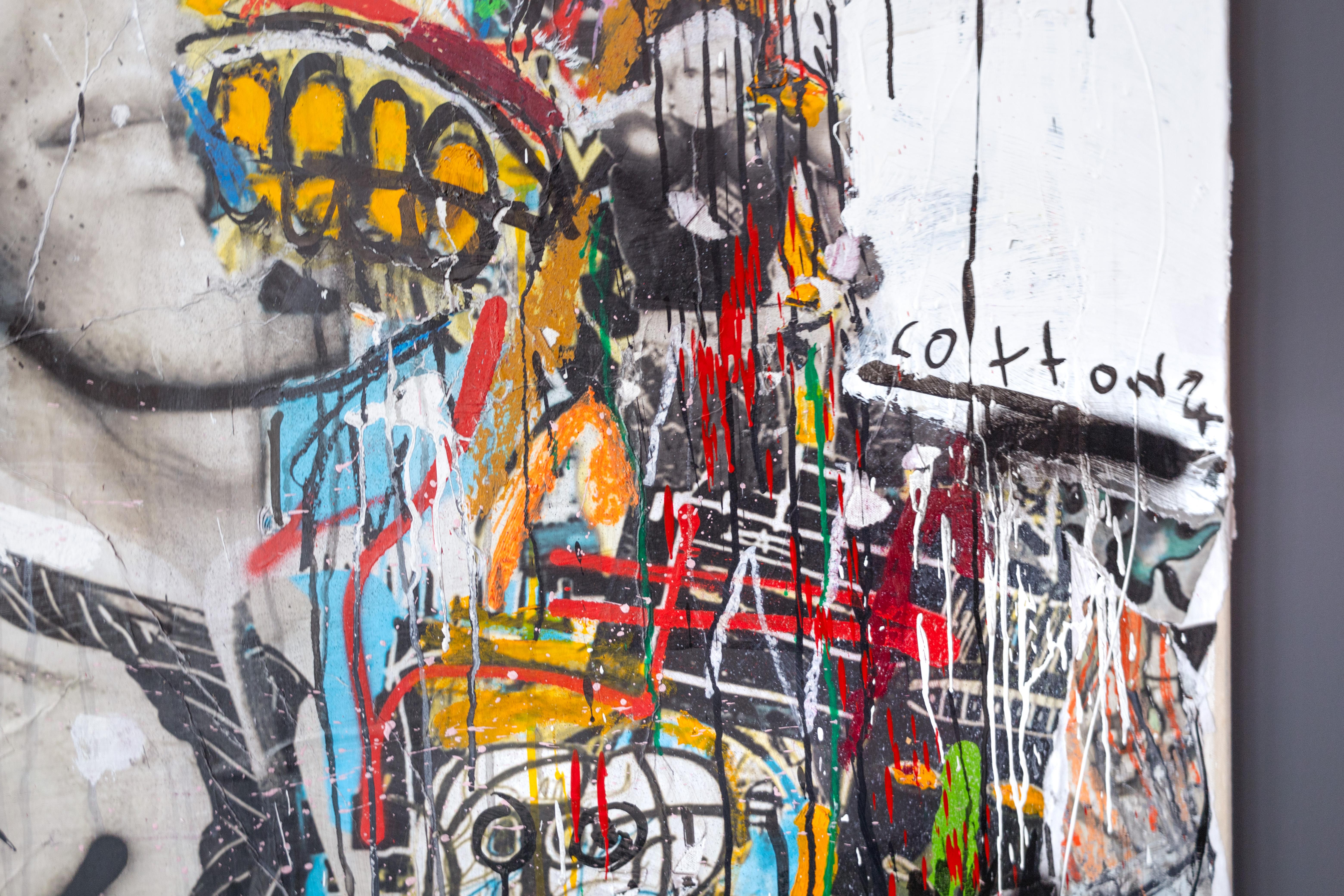 Originally from North London, Cotton received his art education at the prestigious Central St. Martins School of Art in Holborn, London. Being a teenager in North London during the graffiti boom, Cotton was immediately drawn to the pioneers of the
