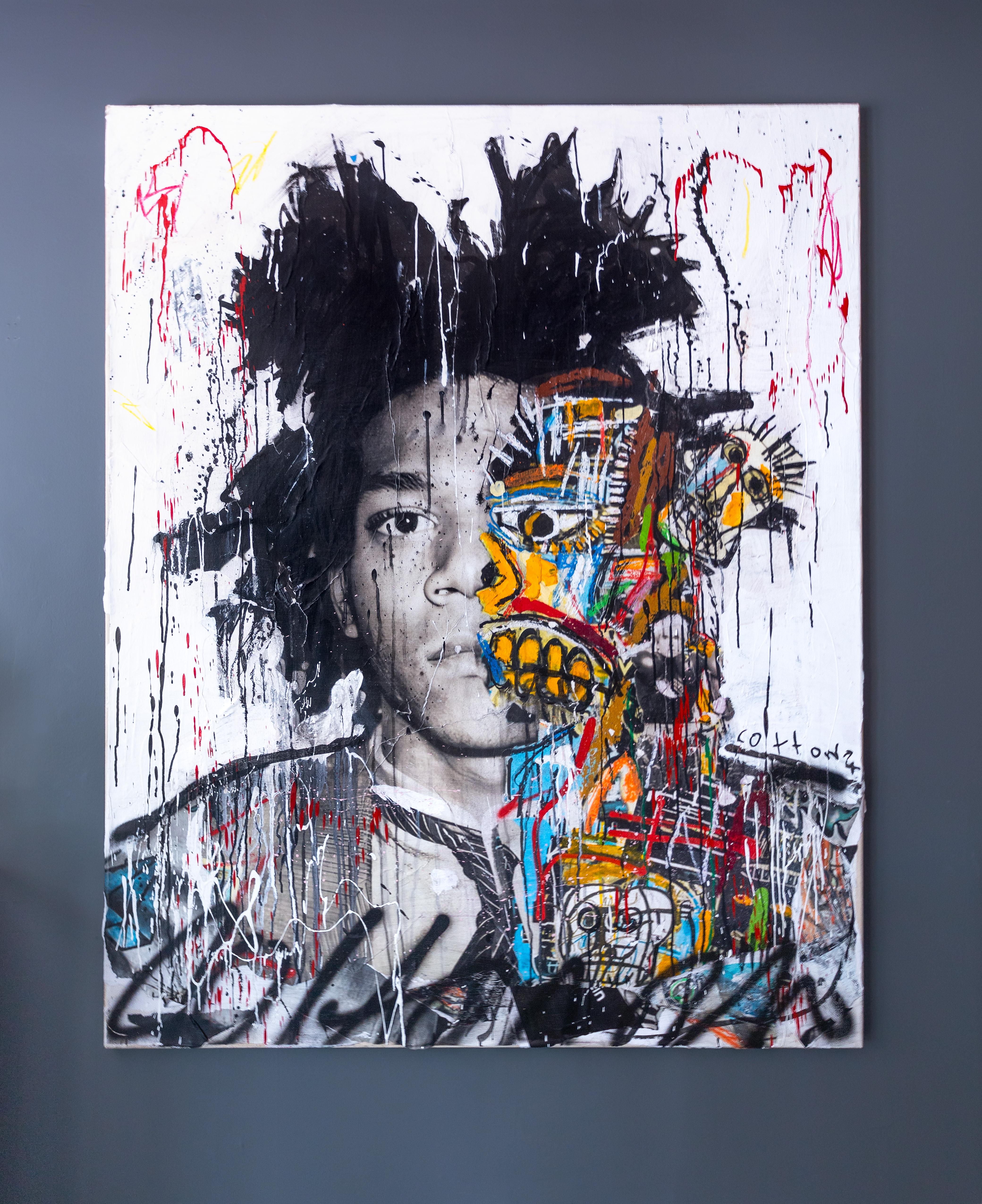 'Basquiat' Abstract Street Art Mixed Media Painting, 2024 For Sale 1