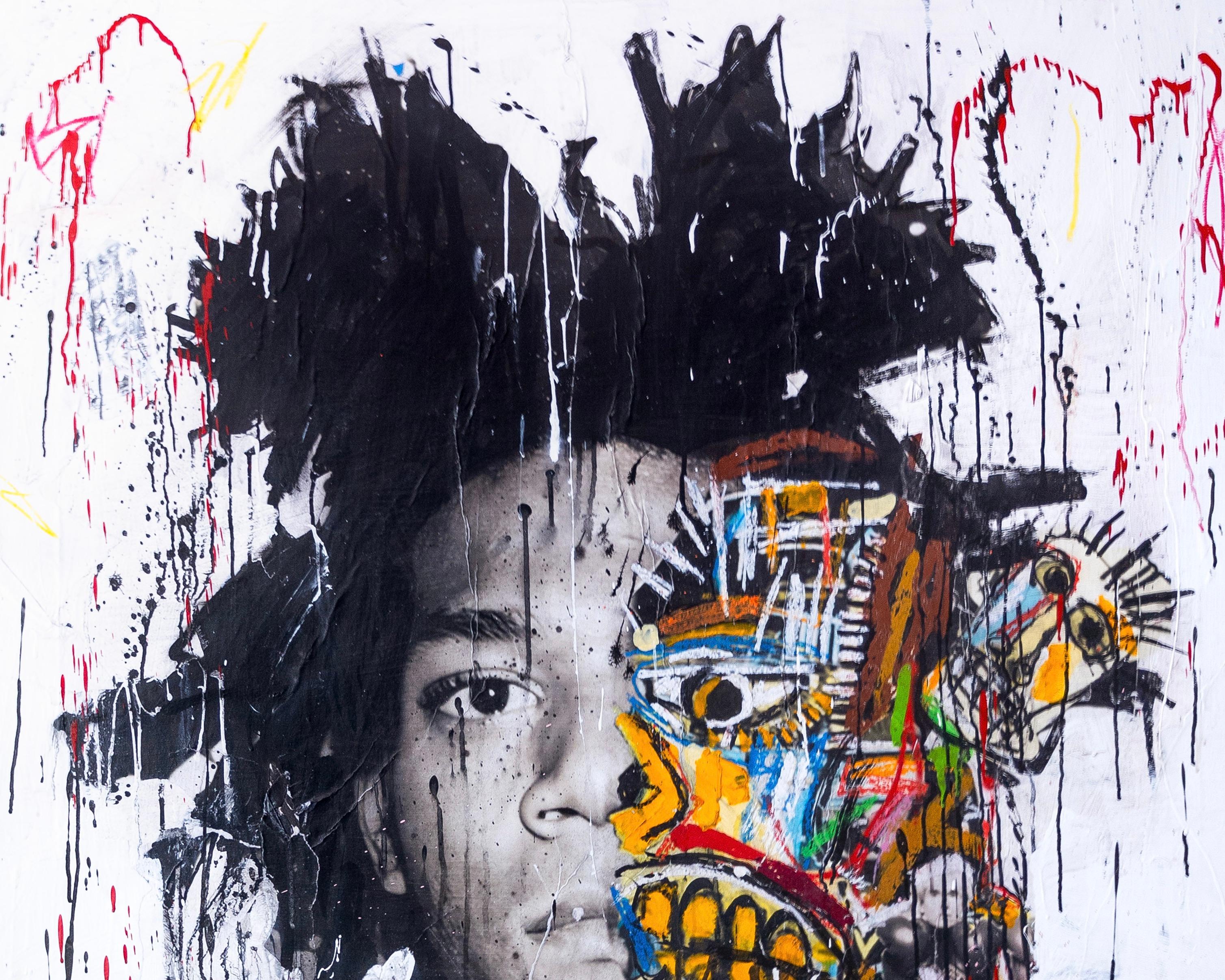'Basquiat' Abstract Street Art Mixed Media Painting, 2024 For Sale 2