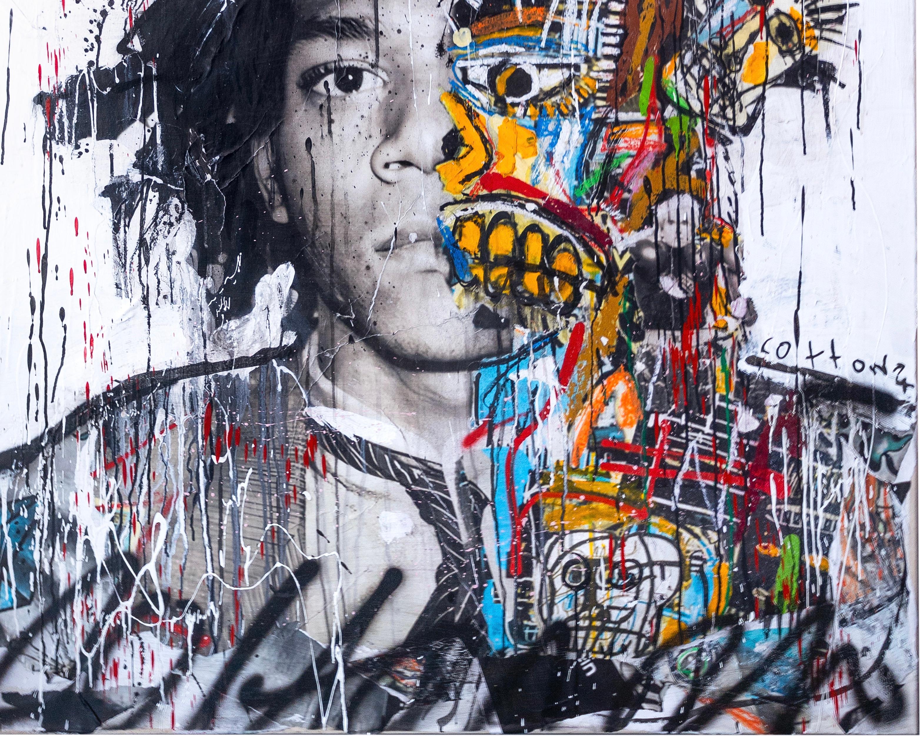 'Basquiat' Abstract Street Art Mixed Media Painting, 2024 For Sale 3