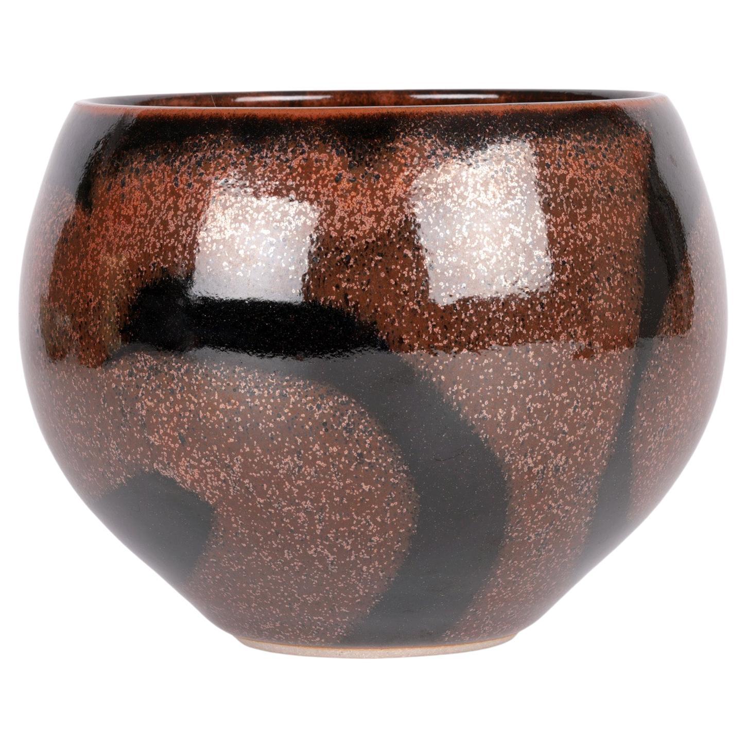Andrew Crouch Marches Pottery Copper & Tenmoku Glazed Vaseuins For Sale