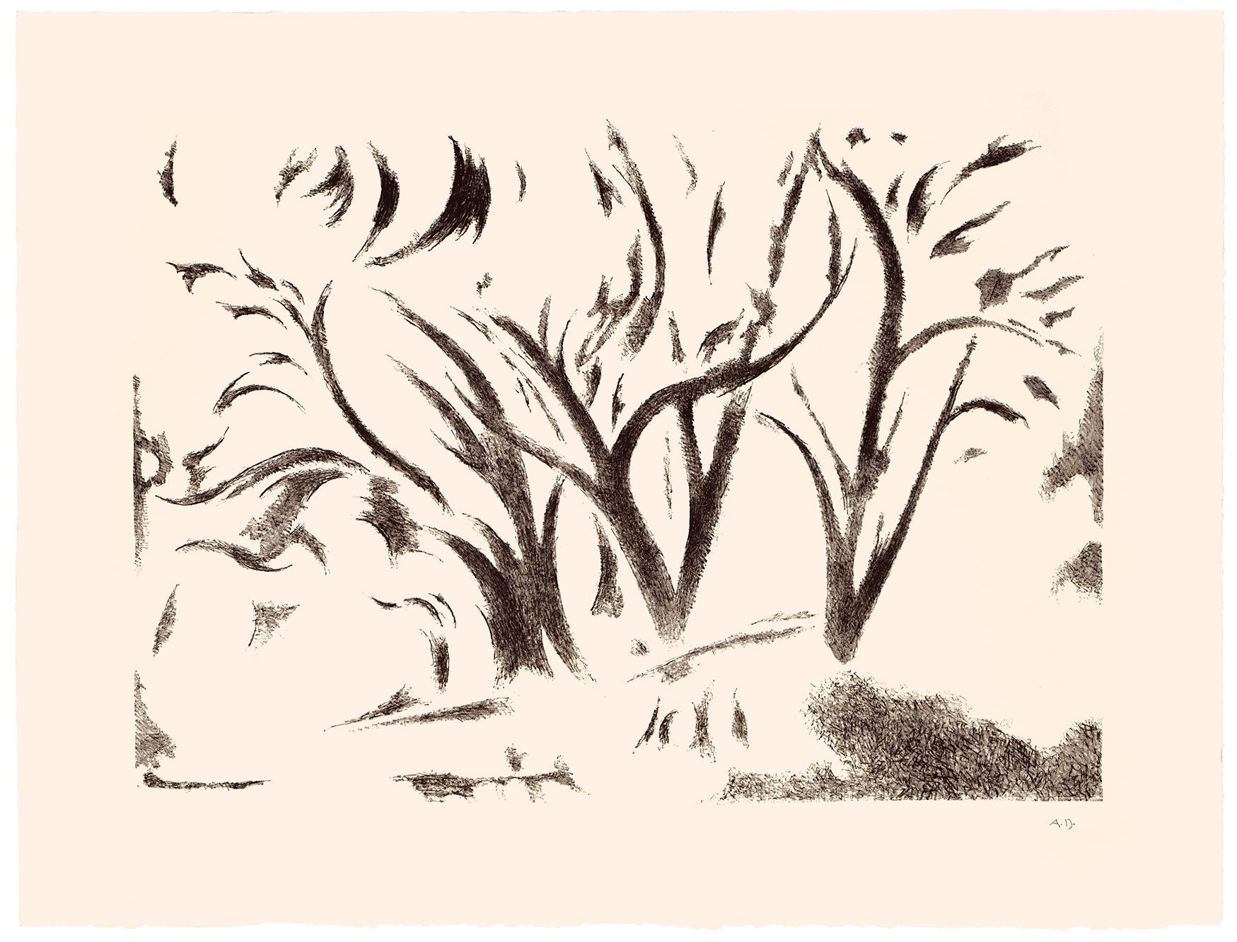 Trees in Ranchitos I — 1970s Taos Modernism - Print by Andrew Dasburg