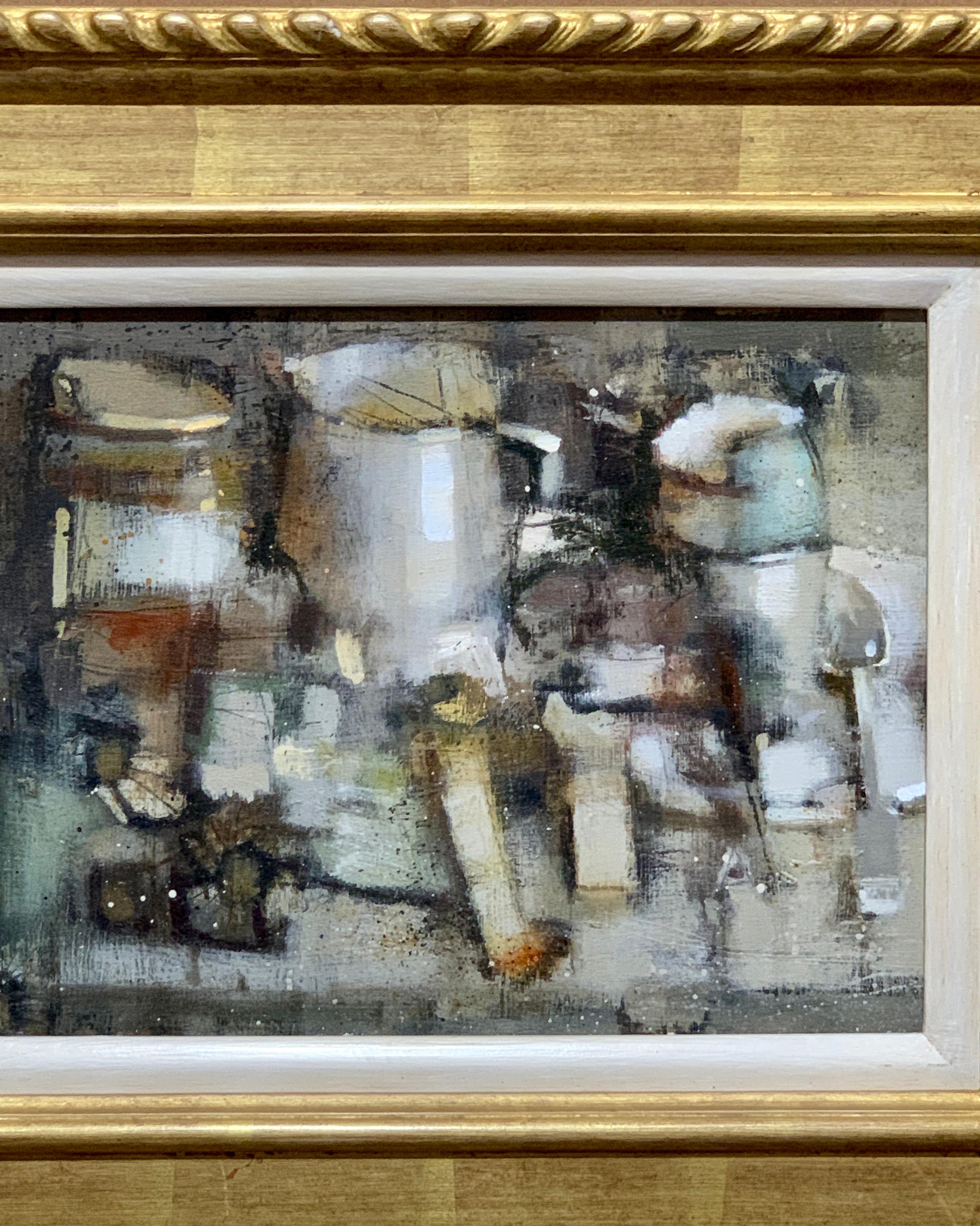 Nature morte britannique moderne du 20e siècle représentant un intérieur de cuisine avec une cruche à lait, etc. - Painting de Andrew Davis