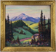 Vintage " Sunlit Mountains" Majestic Mount Jefferson And Mount Hood Oregon 1930s