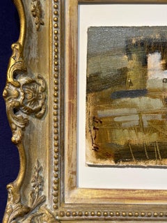 Abstract Welsh cottage landscape with trees, hills, cottage