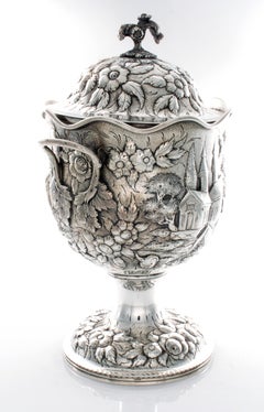 Andrew Ellicot Warner Coin Silver Covered Footed Bowl with Handles