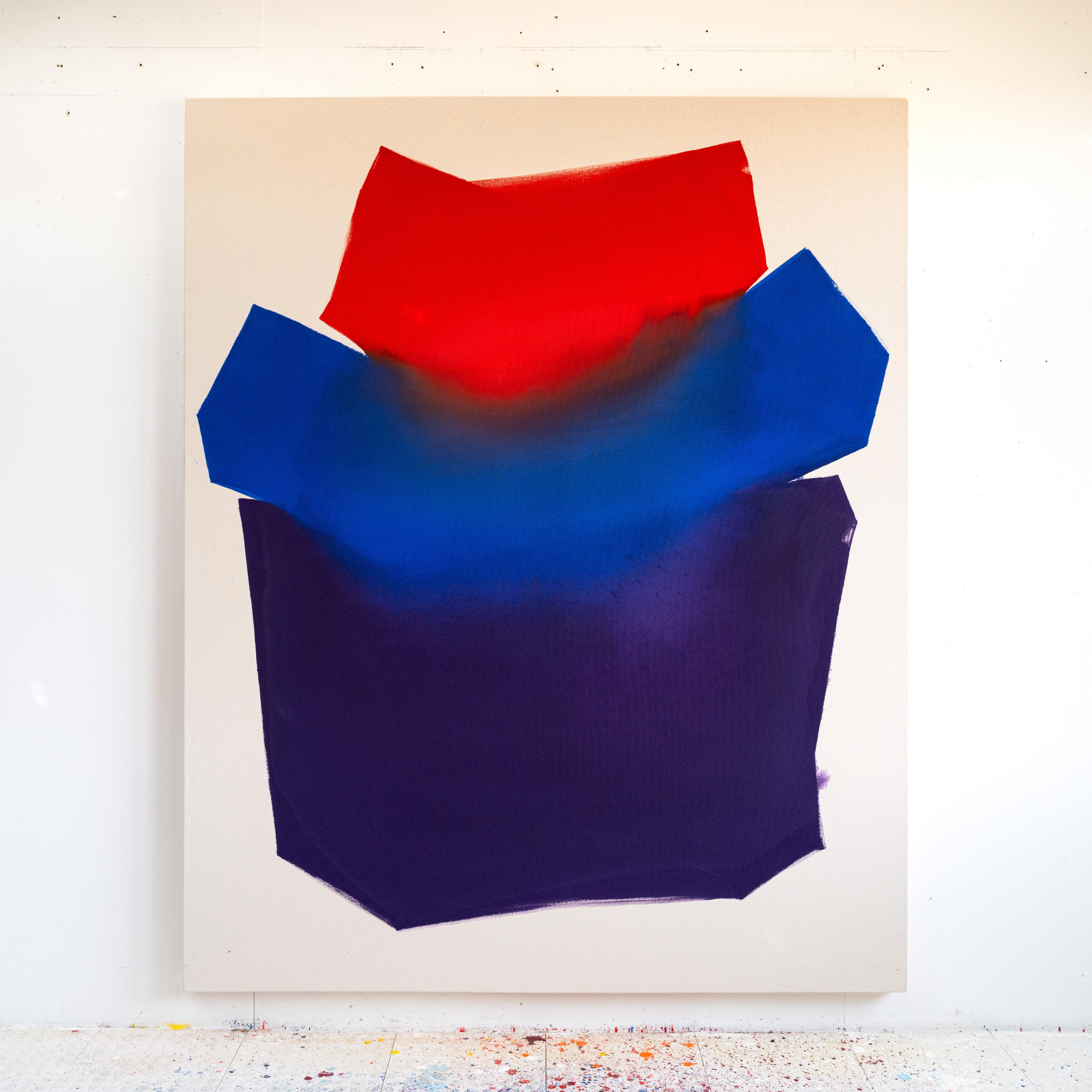 Rot Blau Violett – Painting von Andrew Faris