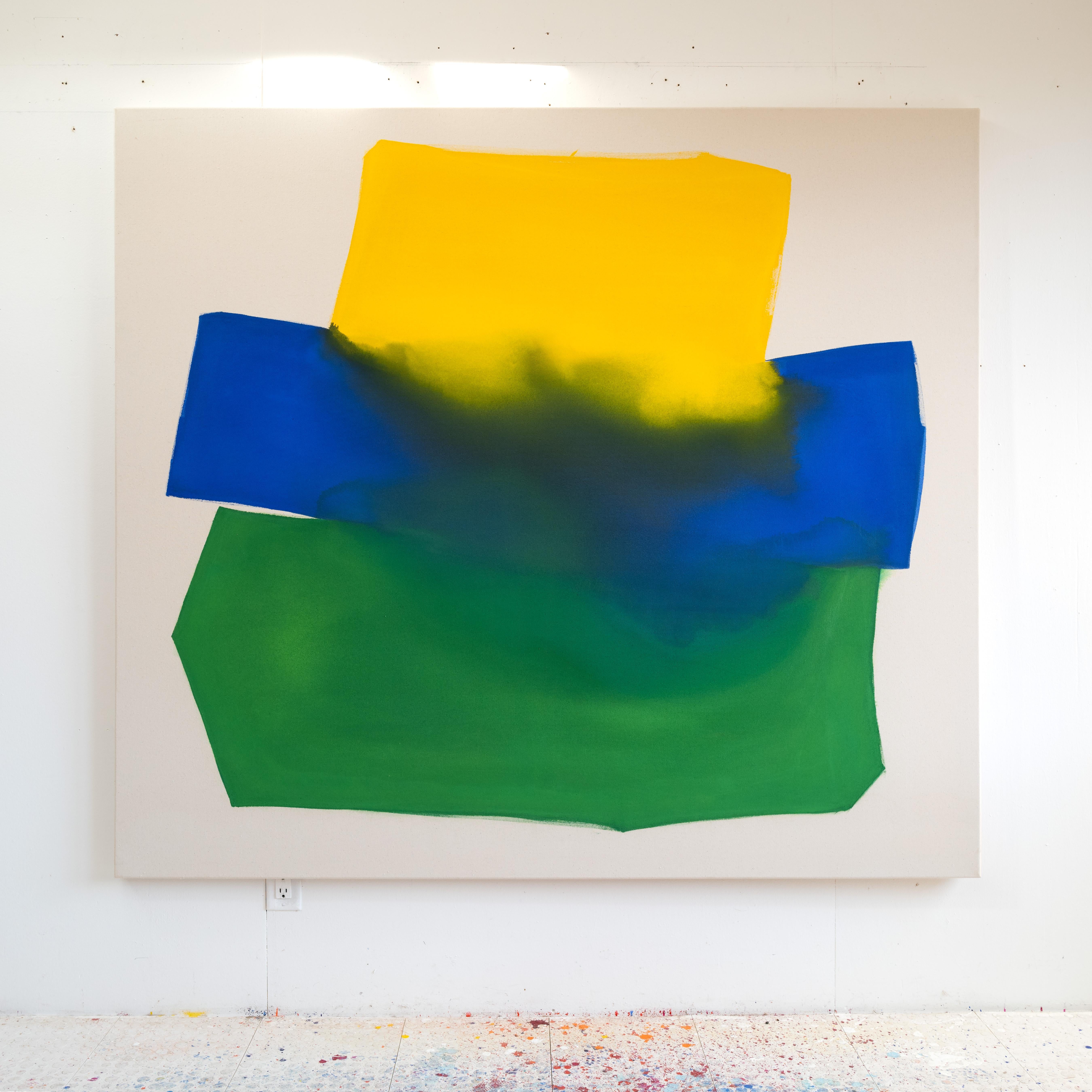 unbetitelt (Gelb, Blau, Grün) – Painting von Andrew Faris