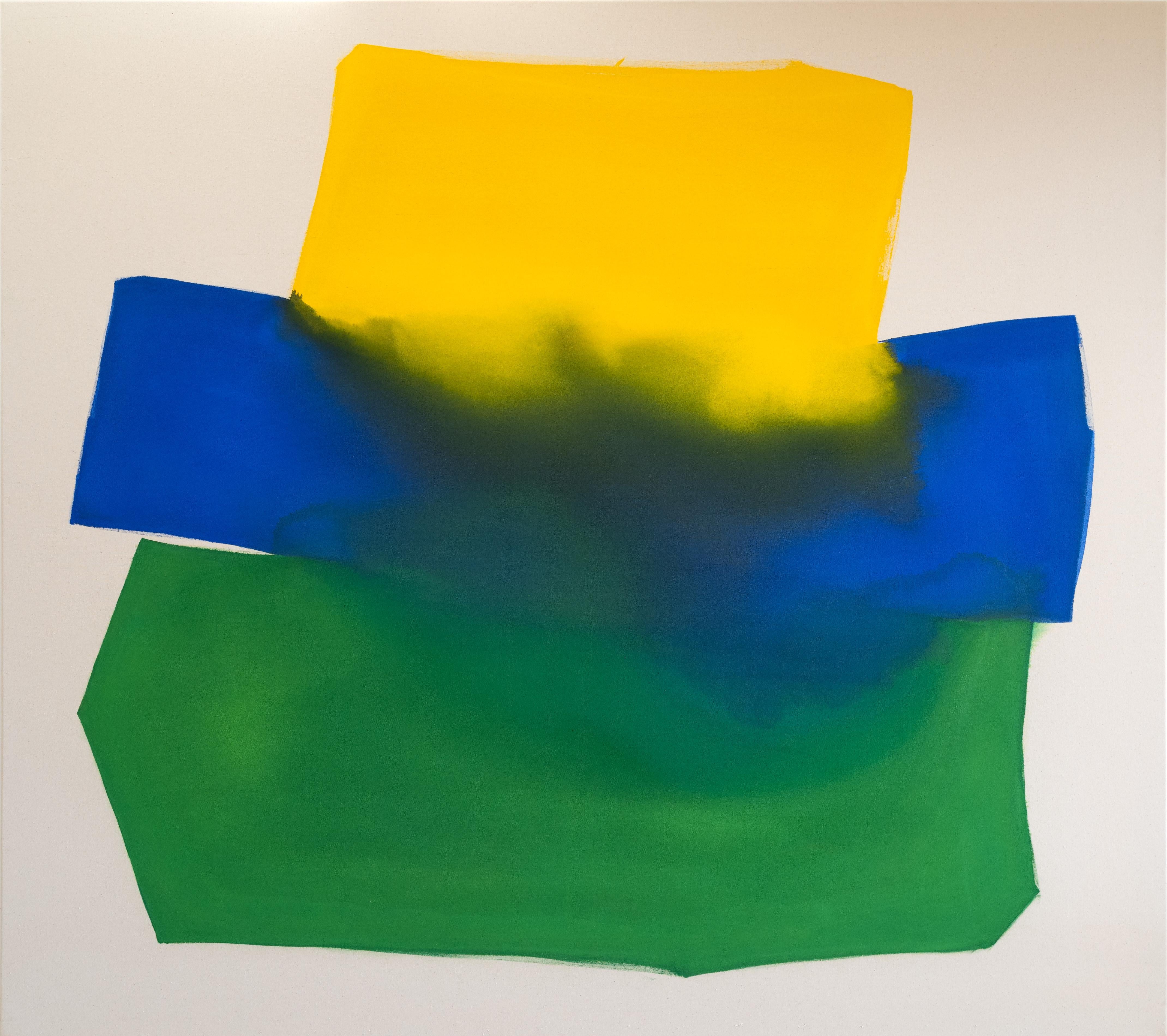 Andrew Faris Figurative Painting – unbetitelt (Gelb, Blau, Grün)
