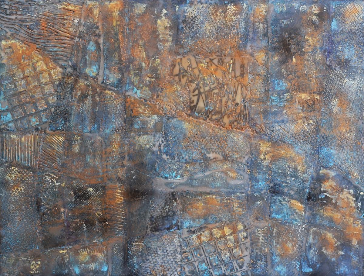 Abstract Painting Andrew Francis - Borderland IV, peinture abstraite contemporaine à l'encaustique