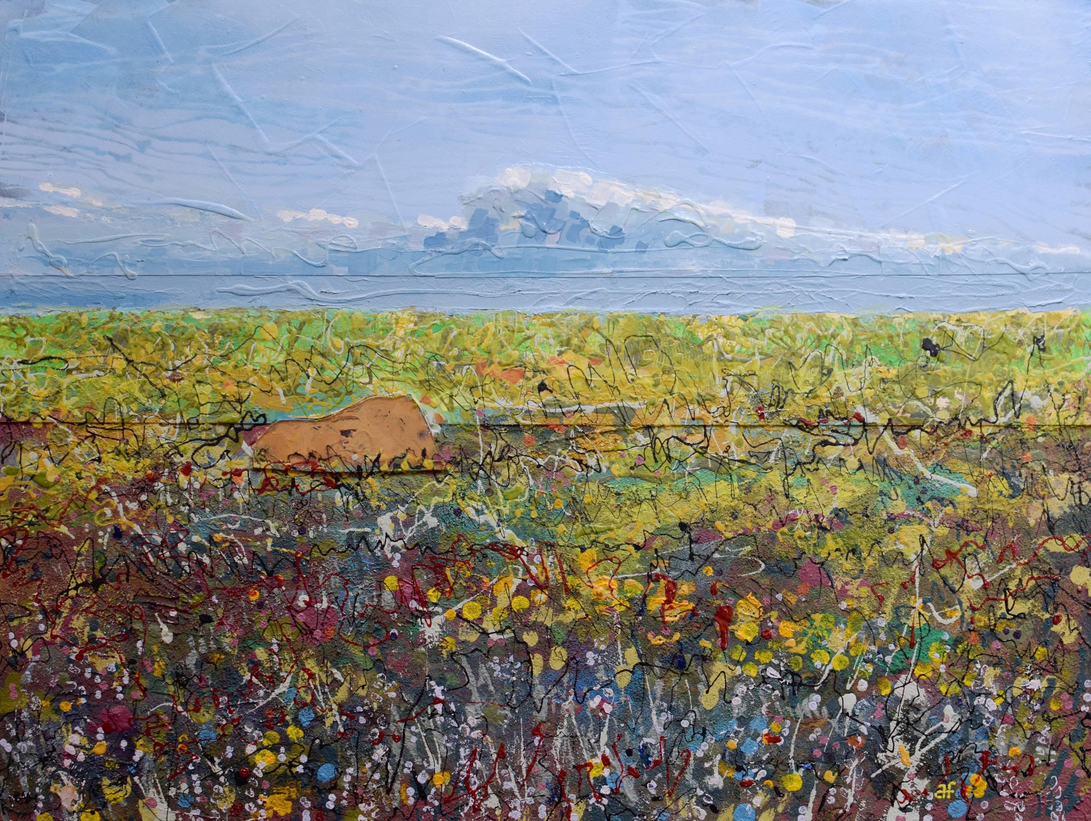 Landscape Painting Andrew Francis - Mynydd Caregog : Peinture à l'huile de paysage britannique contemporain