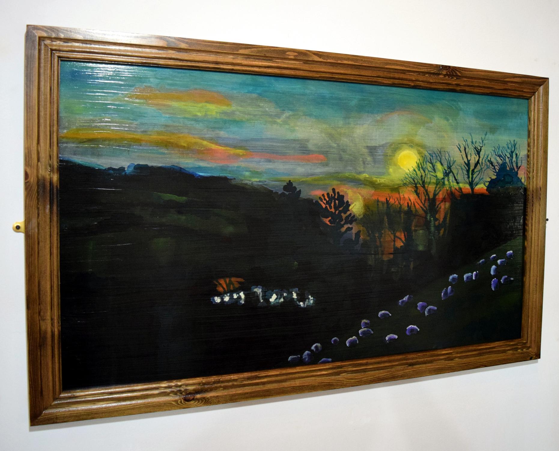 « Point Ceri Sunset II ». Peinture à l'huile - Paysage contemporain - Contemporain Painting par Andrew Francis