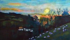 "Pont Ceri Sunset II". Contemporary Oil Landscape Painting