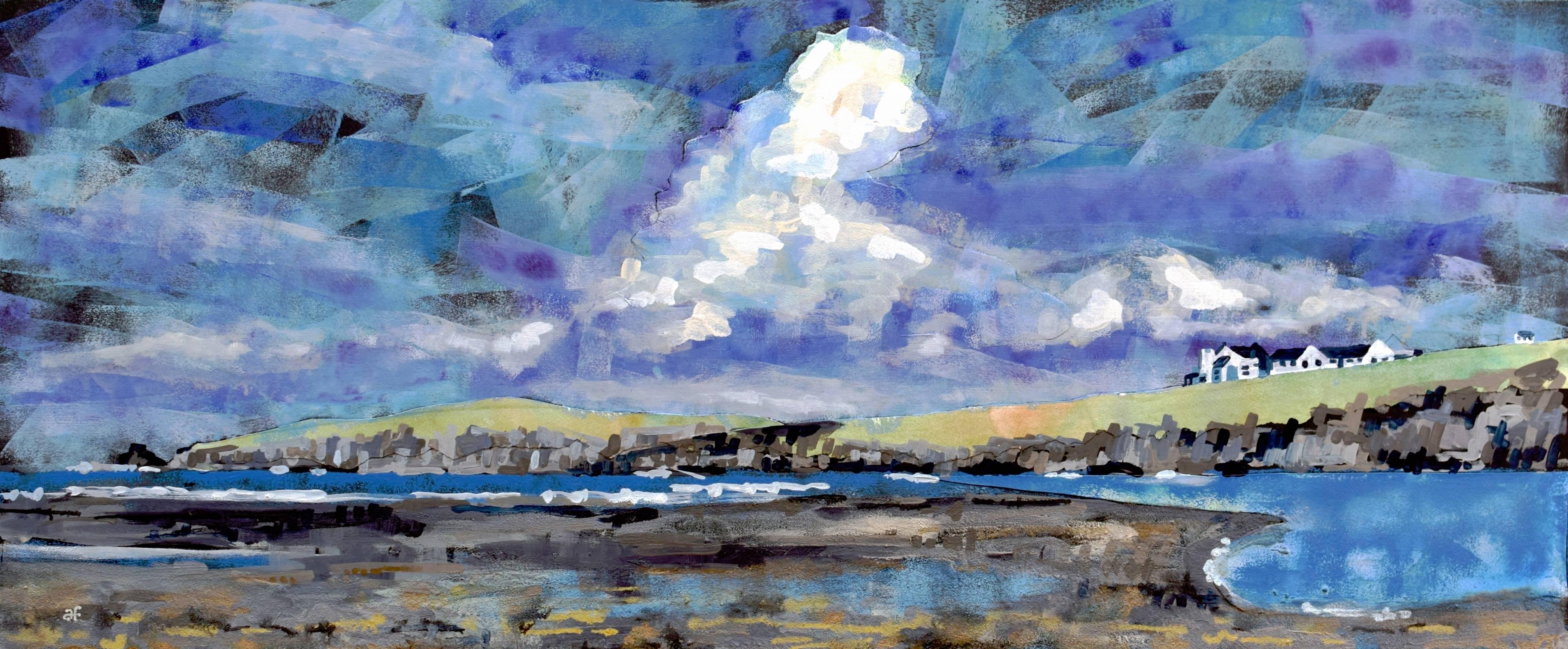 Andrew Francis Landscape Painting - Ynys Aberteifi Island: Contemporary British Coastal Landscape Oil Painting 
