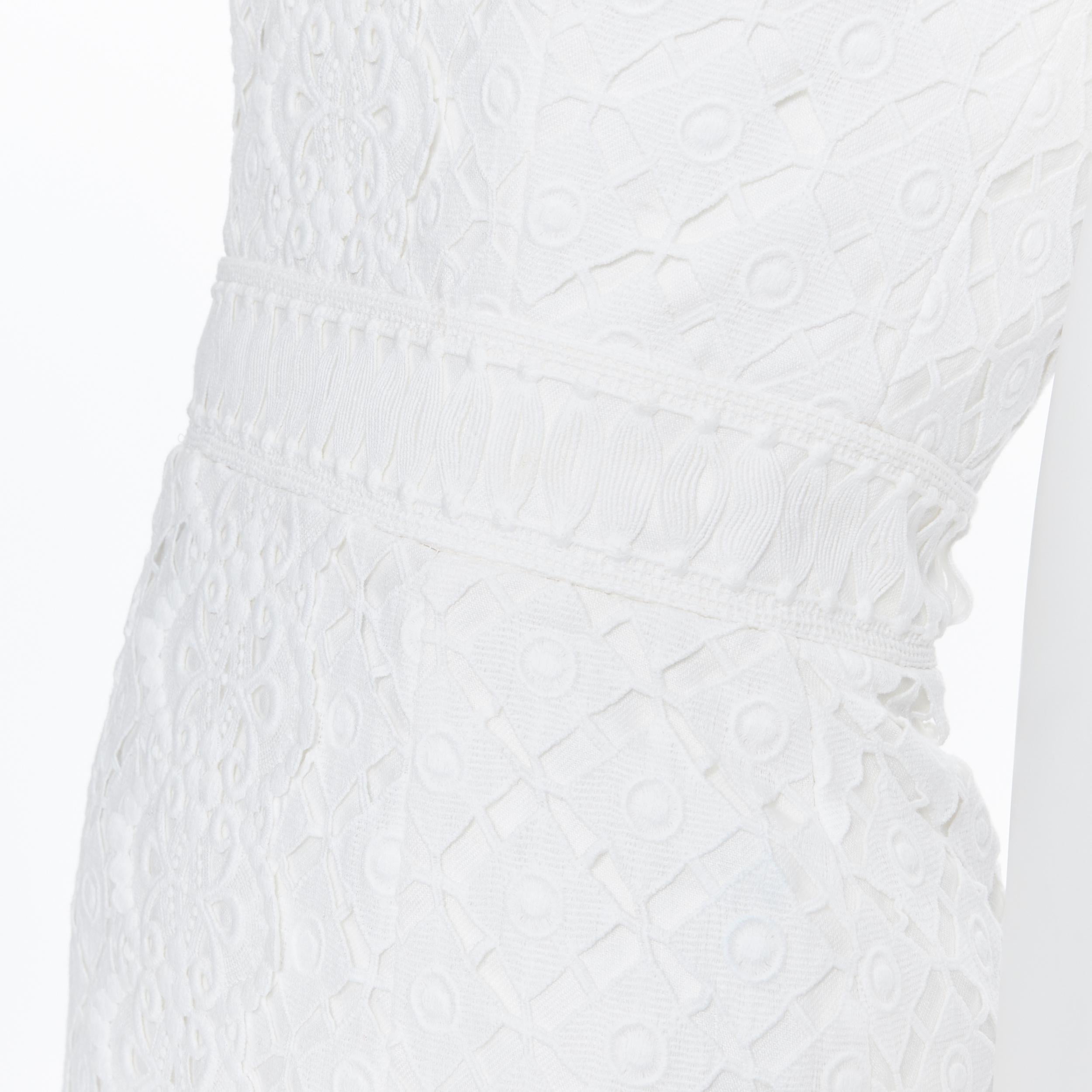 ANDREW GN 2009 white floral lace lattice strapless cocktail dress IT36 XS 1