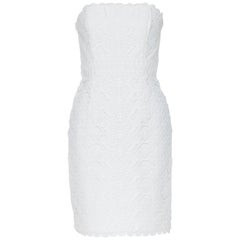 ANDREW GN 2009 white floral lace lattice strapless cocktail dress IT36 XS