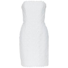 ANDREW GN 2009 weiß geblümte Spitze Gitter trägerloses Cocktailkleid IT36 XS