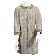 Andrew GN Cappotto in bouclè beige e avorio in tweed e perle - Collezione 2005 - Taglia M.
