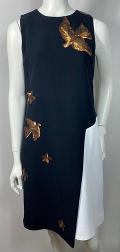 Andrew GN Black and White Copper Beaded Shift Dress - Size 40