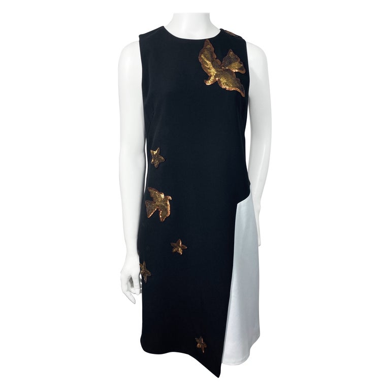 Andrew Gn Black And White Copper Beaded Shift Dress - Size 40 Andrew Gn Black And White Copper Beaded Shift Dress - Size 40