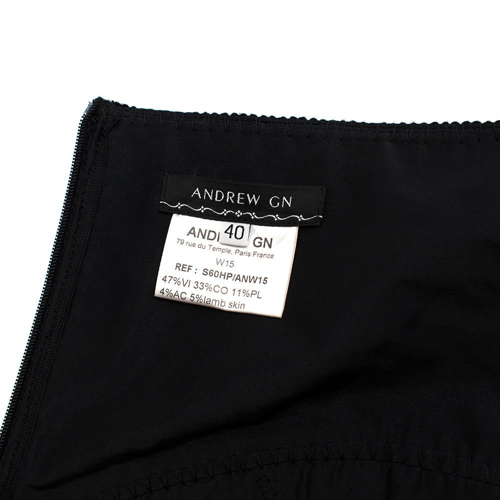Andrew GN Black Contrast Panelled Scallop Hem Mini Skirt FR40 2