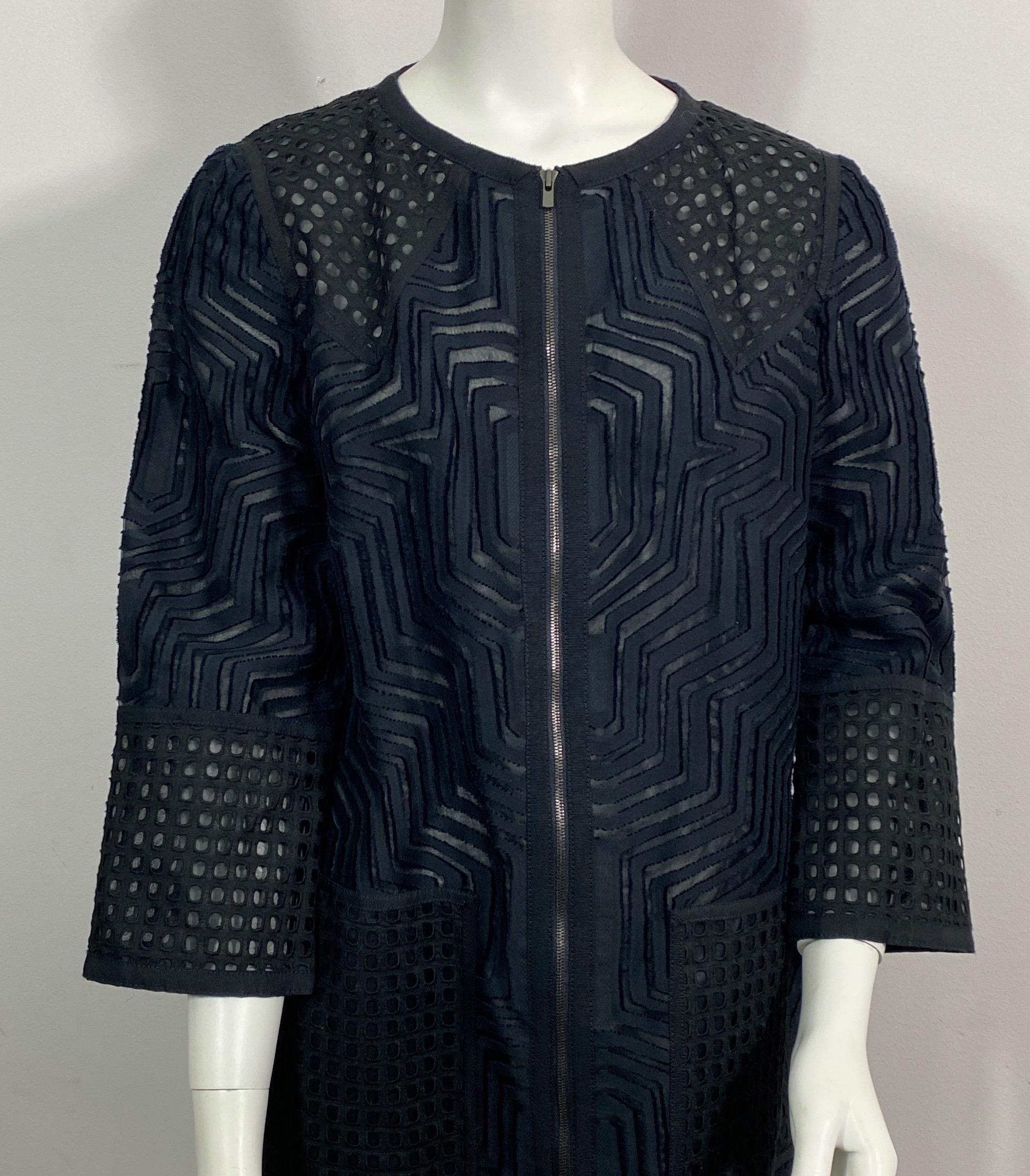 Andrew GN Black Cotton Lace Zip Coat Dress-Spring 2014 Collection-Size 40 For Sale 1