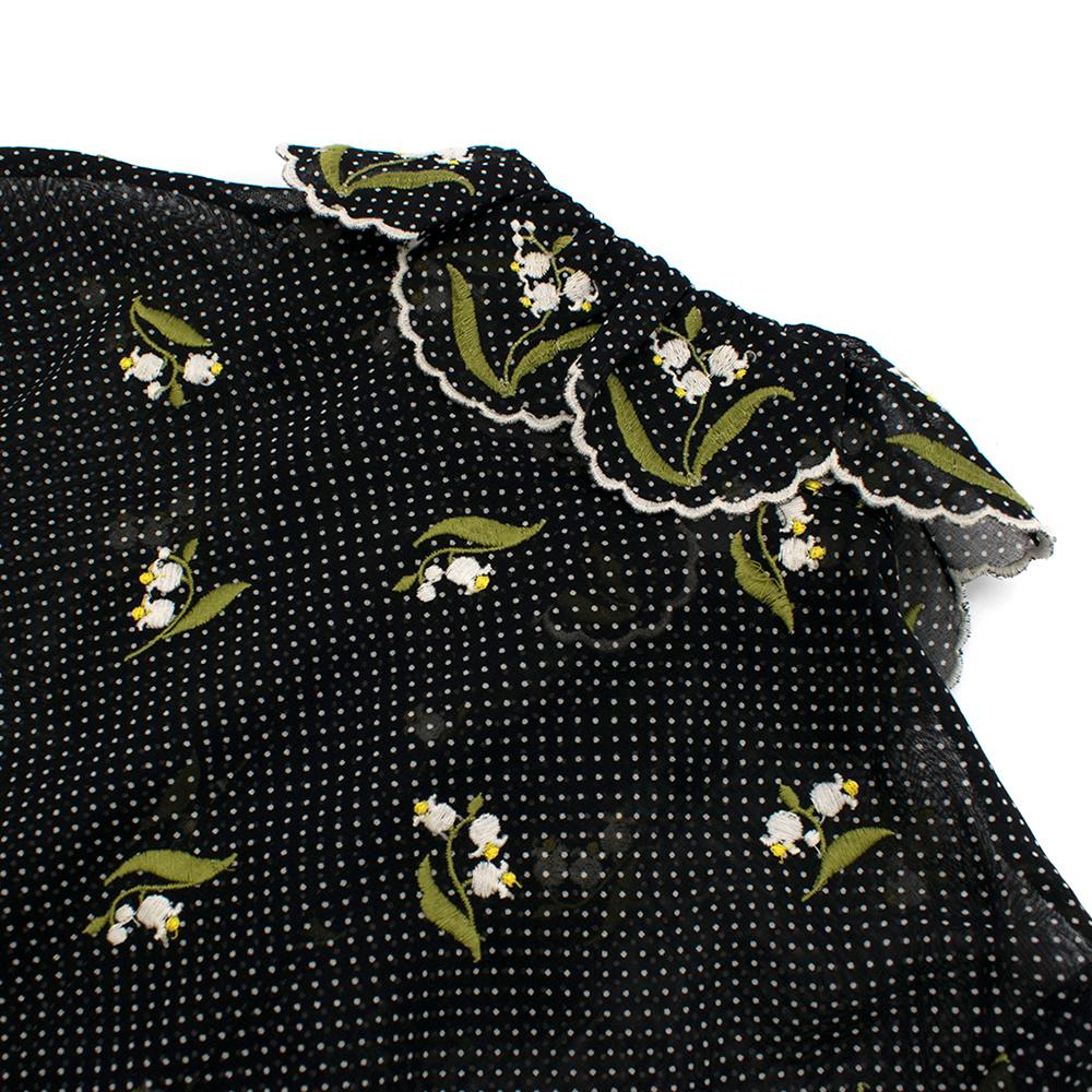 Andrew GN Black Polka Dot Embroidered Shirt SIZE S 6
