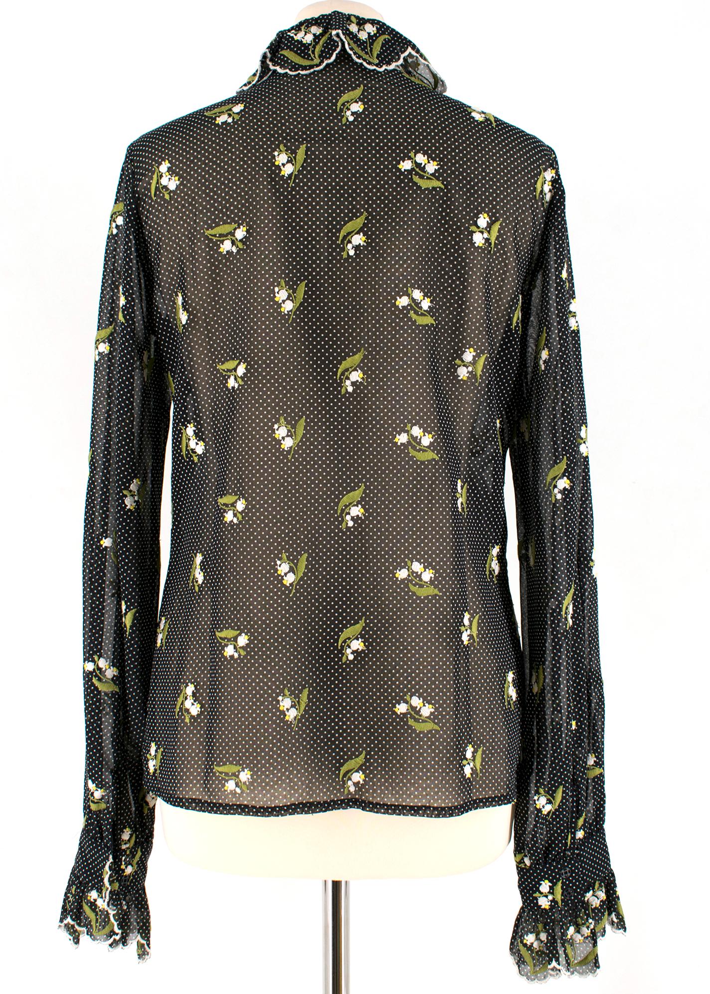 Andrew GN Black Polka Dot Embroidered Shirt SIZE S In Excellent Condition In London, GB