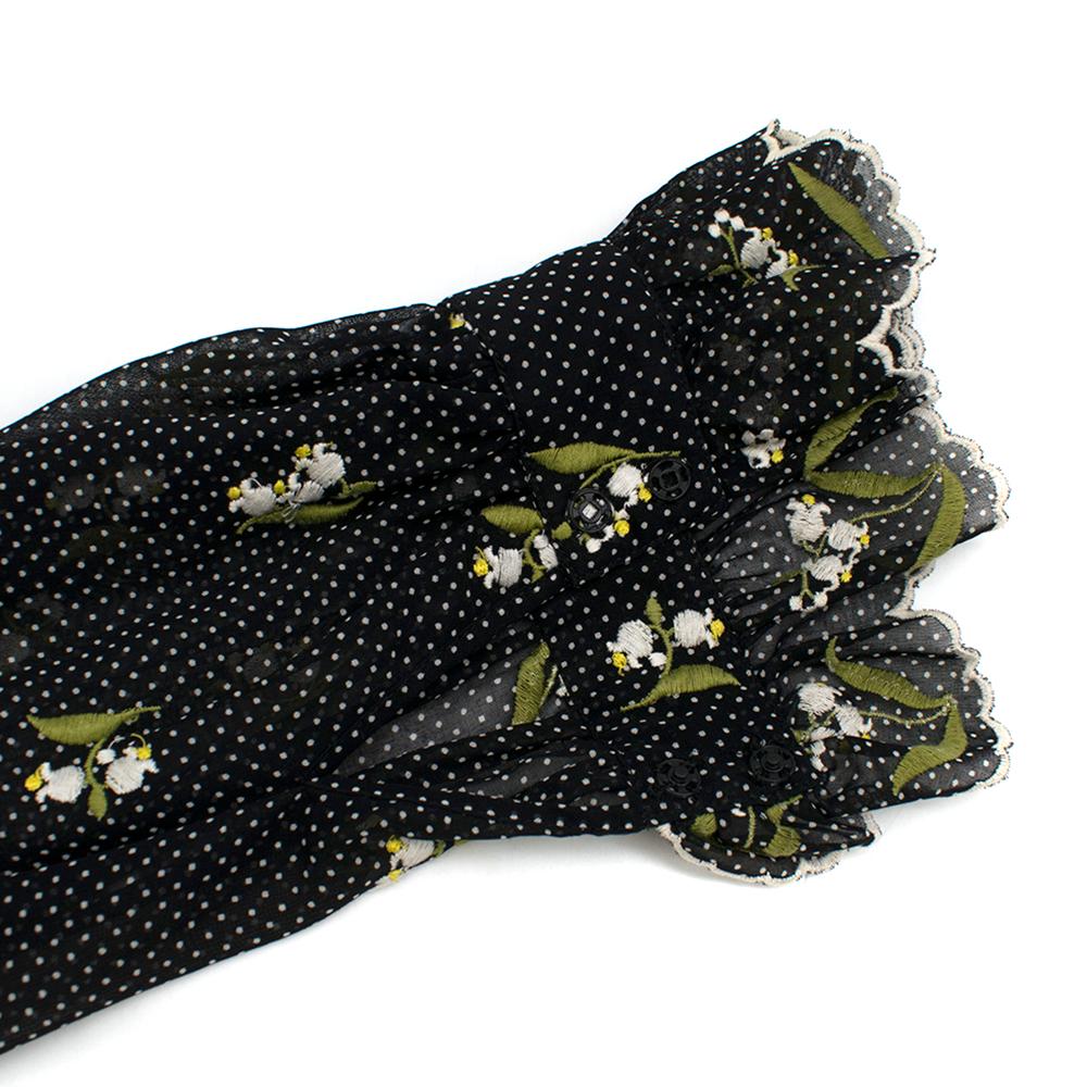 Andrew GN Black Polka Dot Embroidered Shirt SIZE S 3