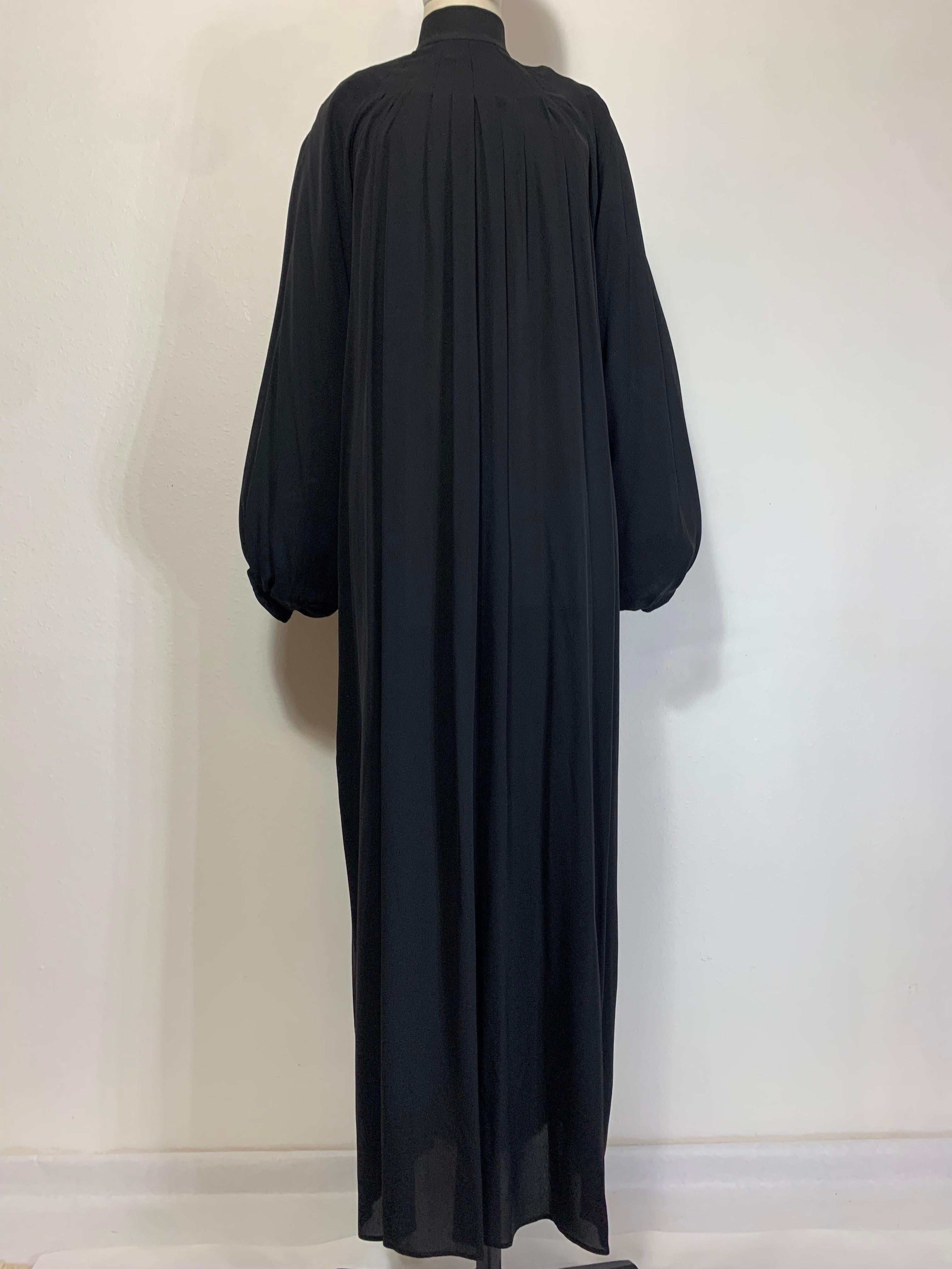 Andrew Gn Black Silk Crepe Monastic-Styled Maxi Dress w Full Pleats & High Neck  In Excellent Condition For Sale In Gresham, OR