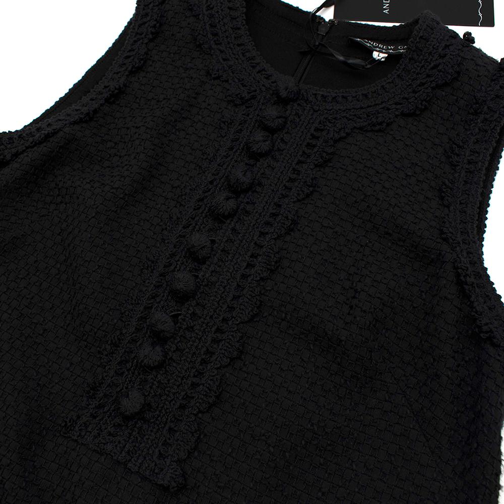 Andrew GN Black Sleeveless Textured Cotton Dress - Size US6  For Sale 1