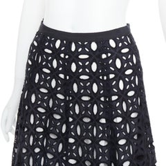 ANDREW GN falda midi completa bordada en algodón blanco y negro FR36 S
