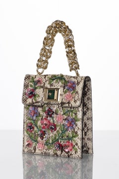 Andrew GN Embellished Floral Chain Top Handle Bag New Tags