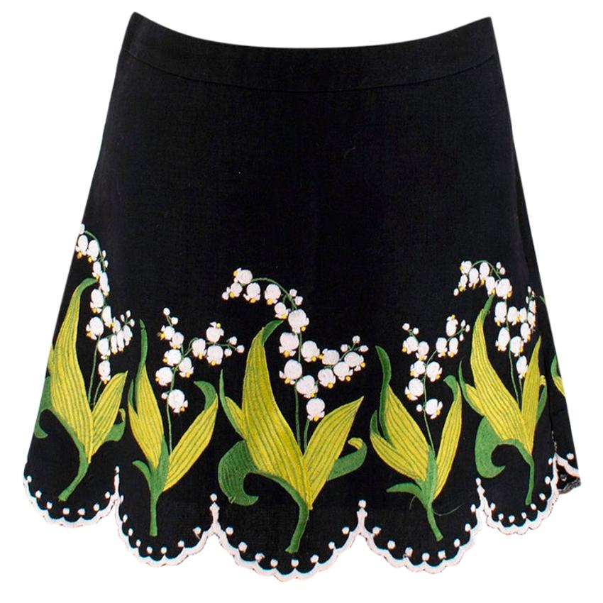 Andrew GN Embroidered Scalloped Mini Skirt S