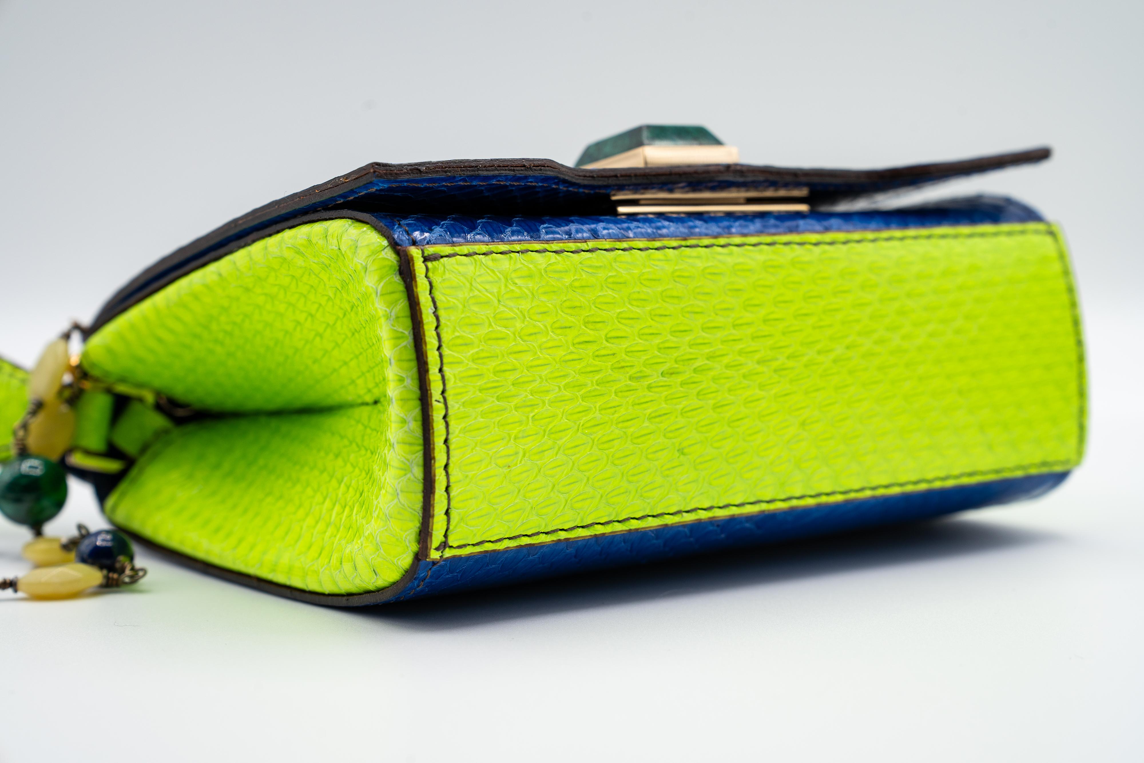 Andrew GN F/W 2015  Blue Snakeskin Semi-precious Stones Bag For Sale 6