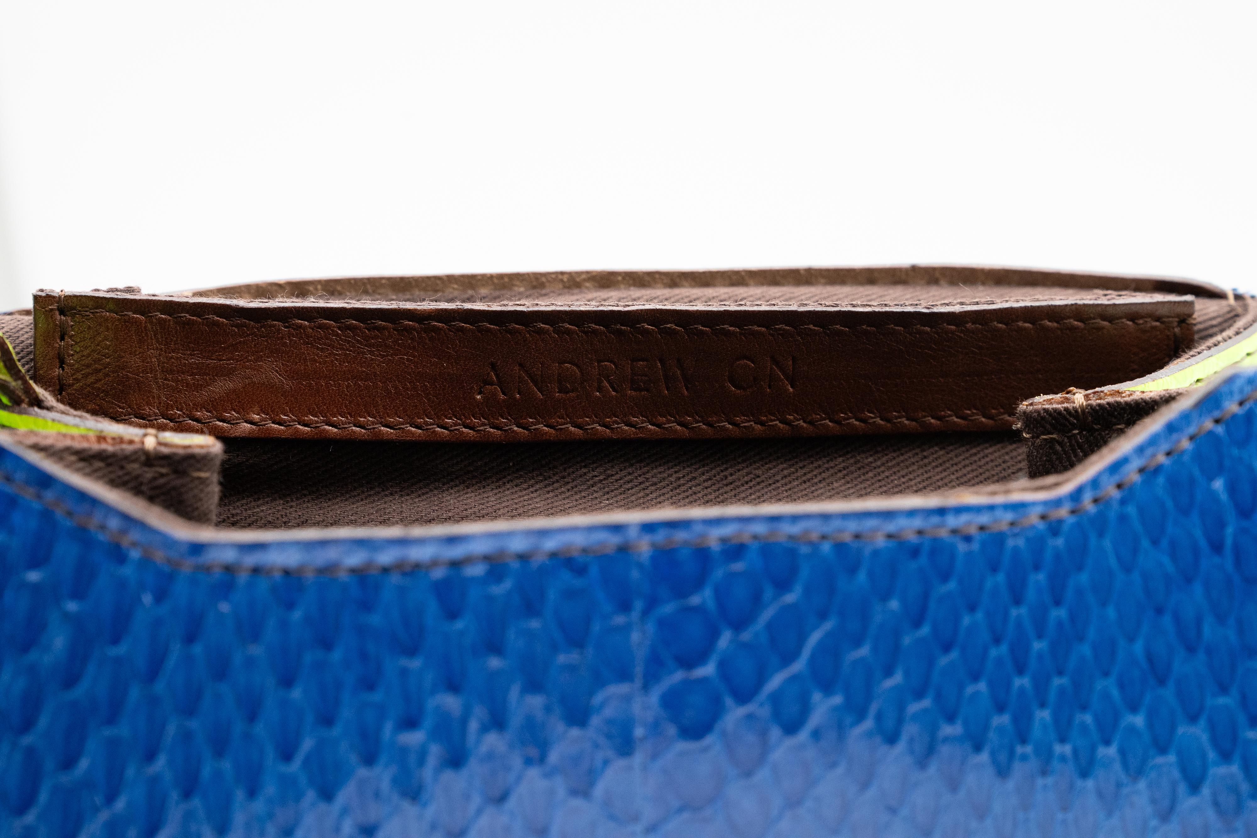 Andrew GN F/W 2015  Blue Snakeskin Semi-precious Stones Bag For Sale 8
