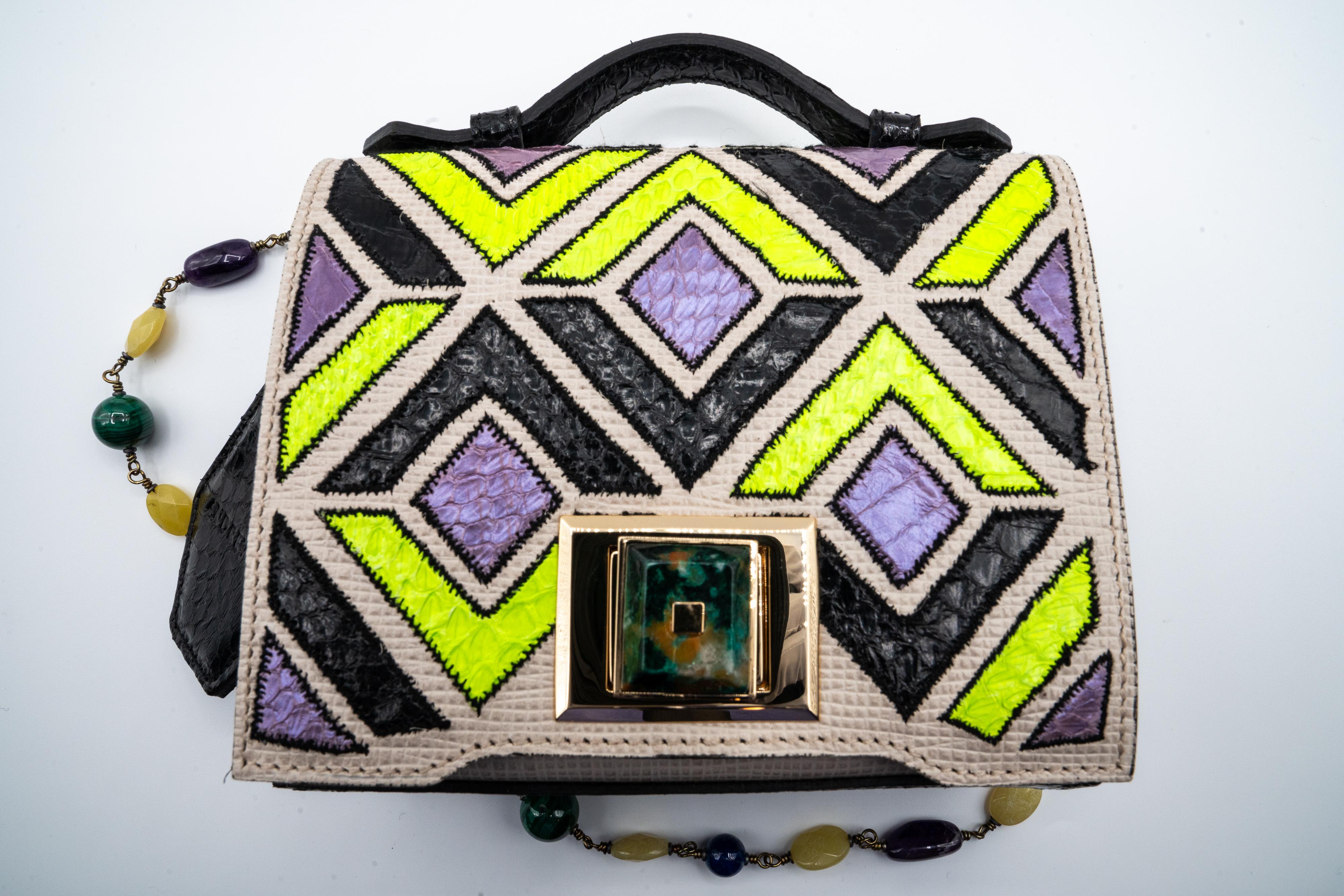 Black Andrew GN Multicolored Semi-precious Stones Bag F/W 2015 For Sale