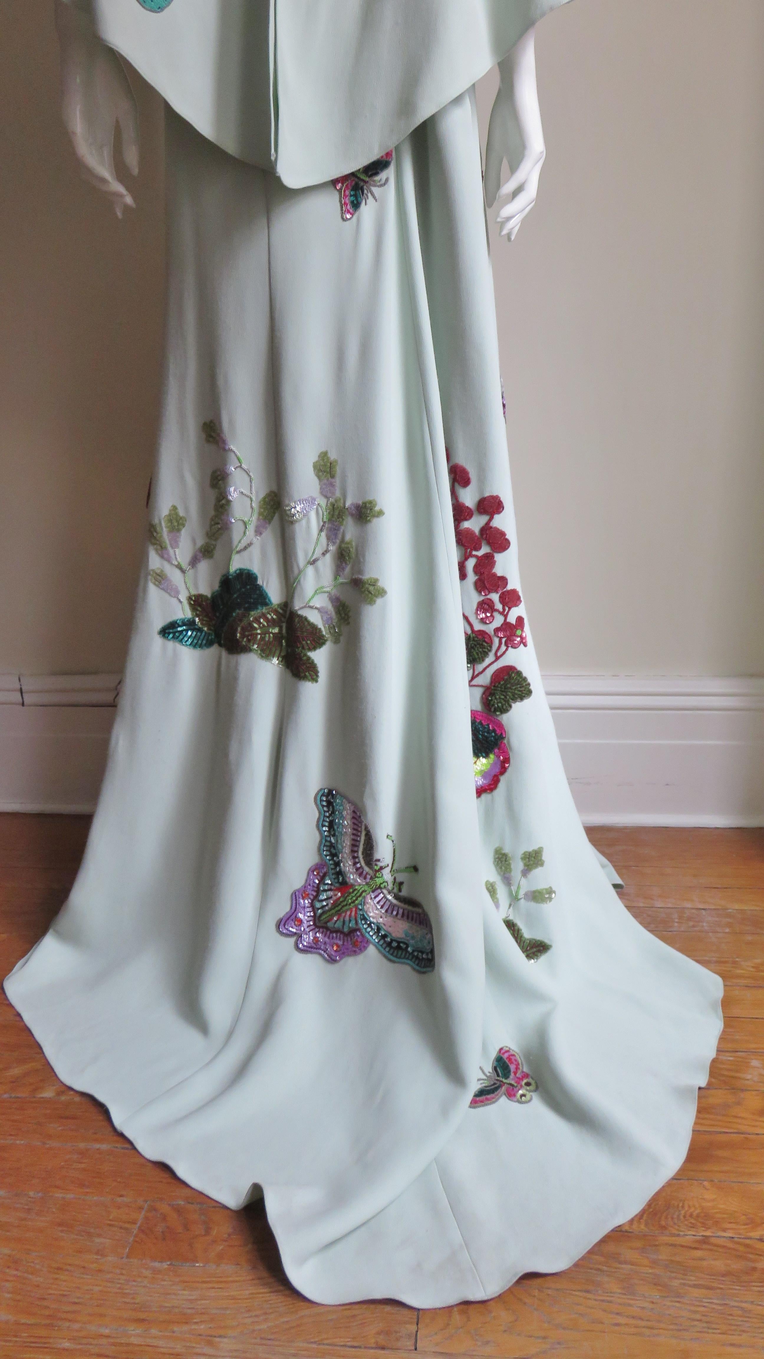 Andrew Gn New Beaded Applique Silk Gown with Cape 7