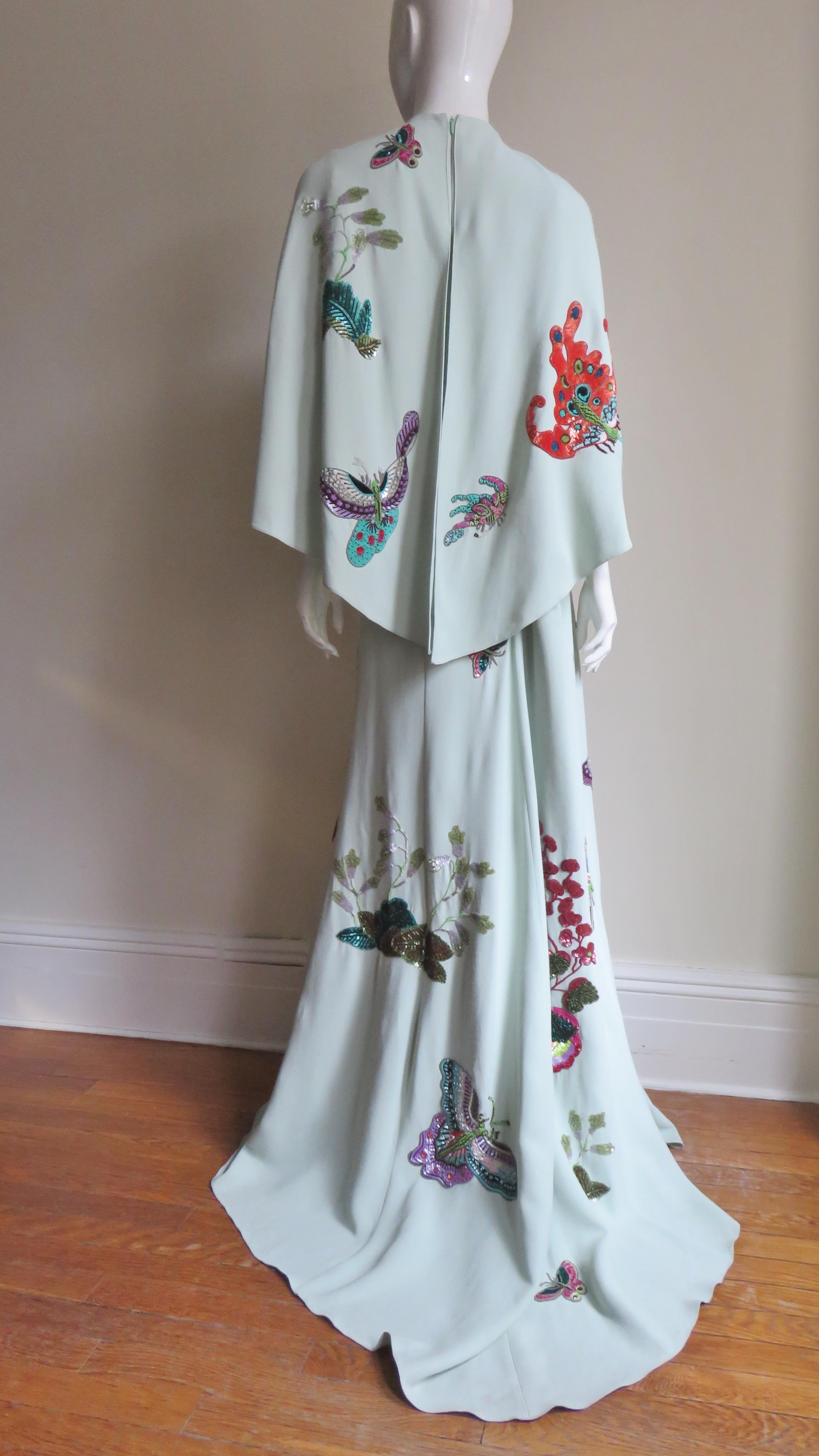 Andrew Gn New Beaded Applique Silk Gown with Cape 8