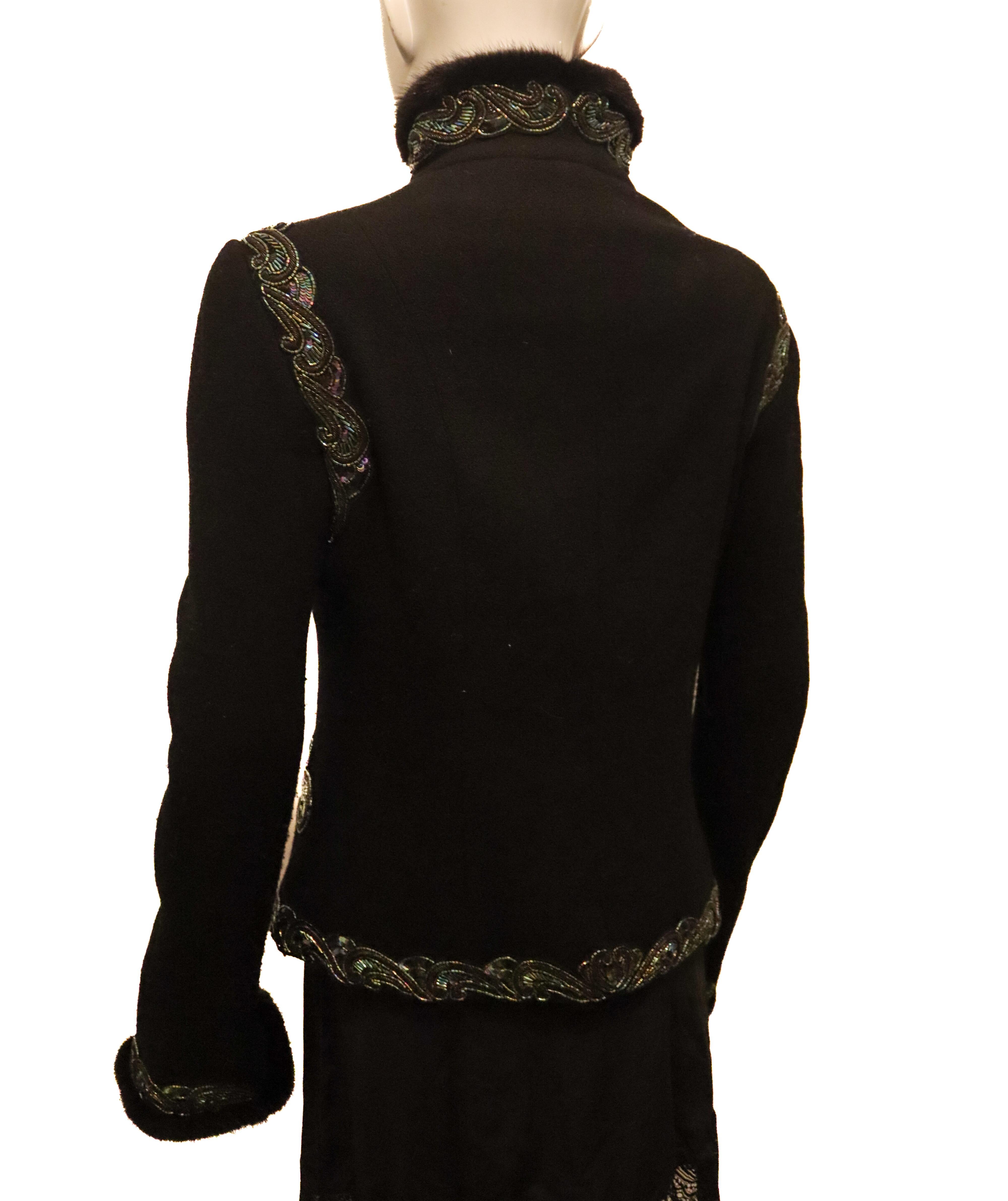 Black Andrew GN Paris Embroidered Wool Jacket For Sale
