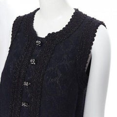 ANDREW GN PF2010 black jacquard wool scalloped tweed trim sheath dress FR40