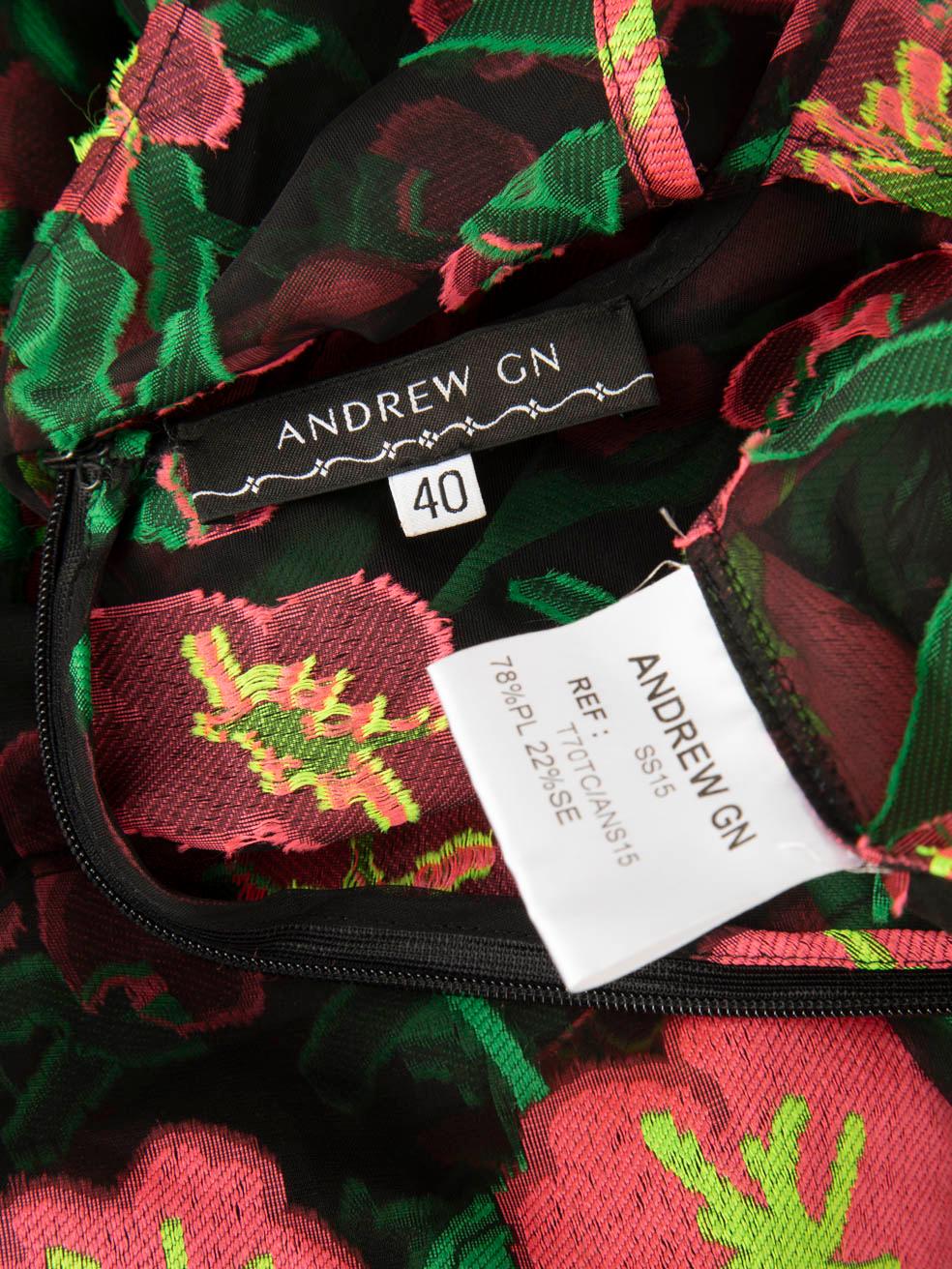Andrew Gn SS15 Floral Embroidered Sheer Blouse Size L For Sale 1