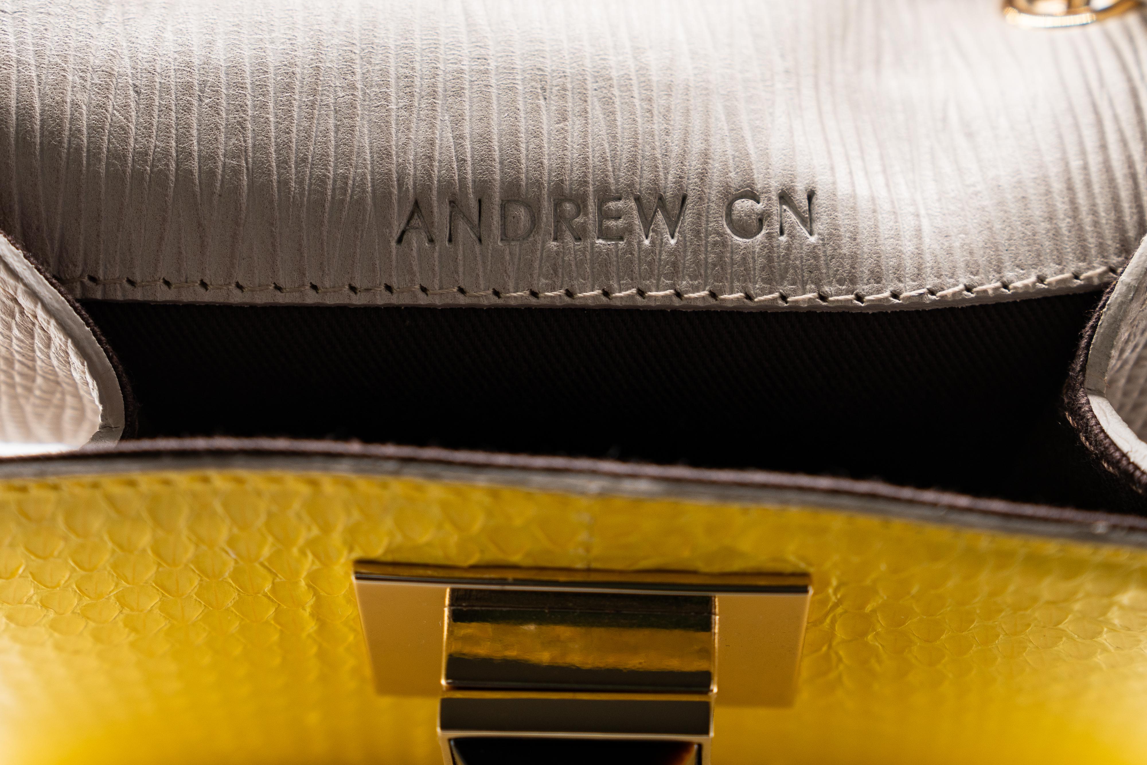 Andrew Gn Bolso de bolsillo de piel de serpiente amarilla ojo de tigre en venta 4