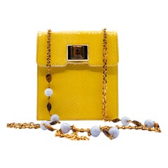 Andrew Gn Gelbe Schlangenhaut-Tasche Tigerauge-Tasche