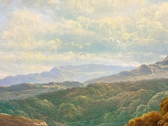 Huge Traditional British Oil Painting Fishing in the Highlands Autumnal Loch