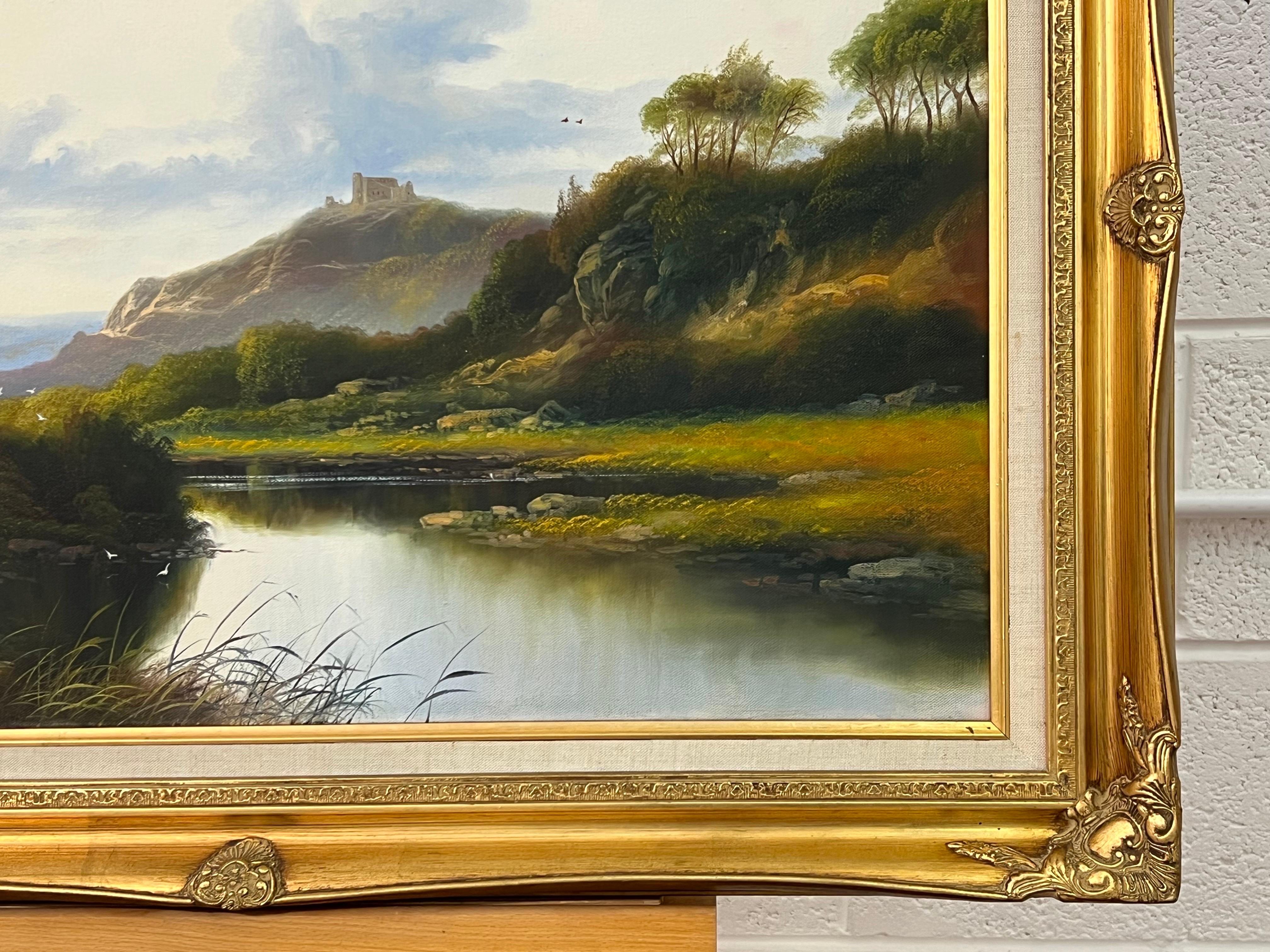 Mountain Lake in Spring Oil Painting of the Scottish Highlands by British Artist For Sale 4